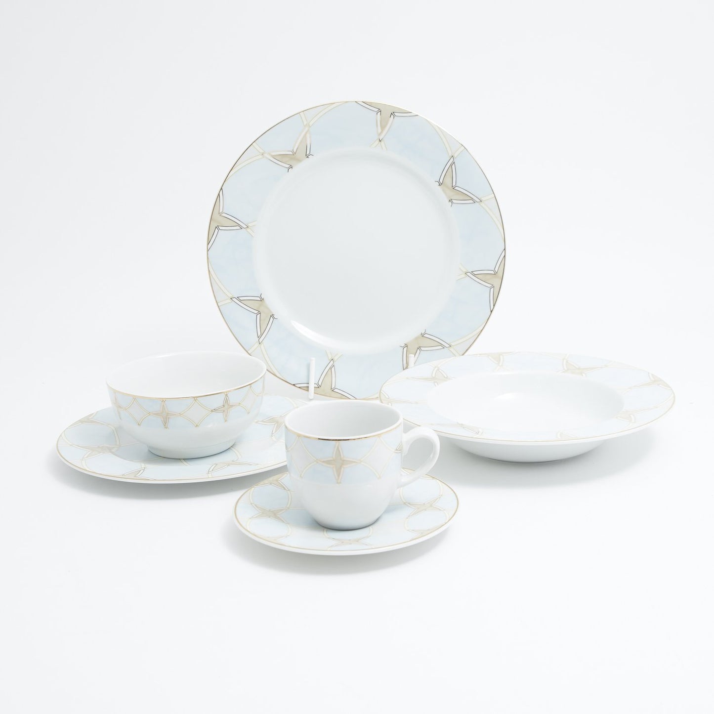 KAROLINA BALAYA L-BLUE/BEIGE 24PC DINNER SET - BALABLU/24DS