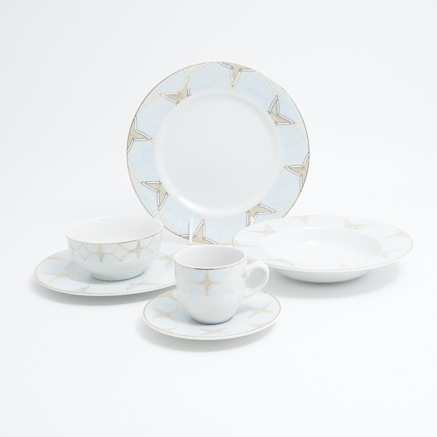 KAROLINA BALAYA L-BLUE/BEIGE 24PC DINNER SET - BALABLU/24DS