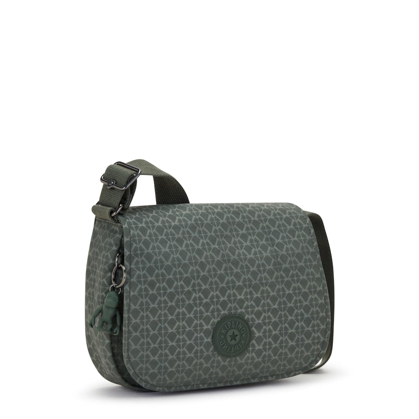 حقيبة كتف Kipling-Loreen M بشعار أخضر منقوش - I7677-F6C