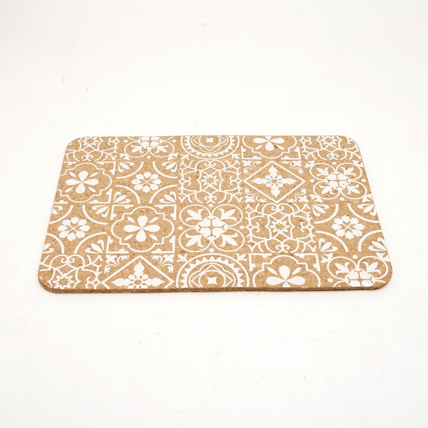 LADELLE MOROCCO TILE WHITE PR CORK 4PK PLACEMAT - 40051