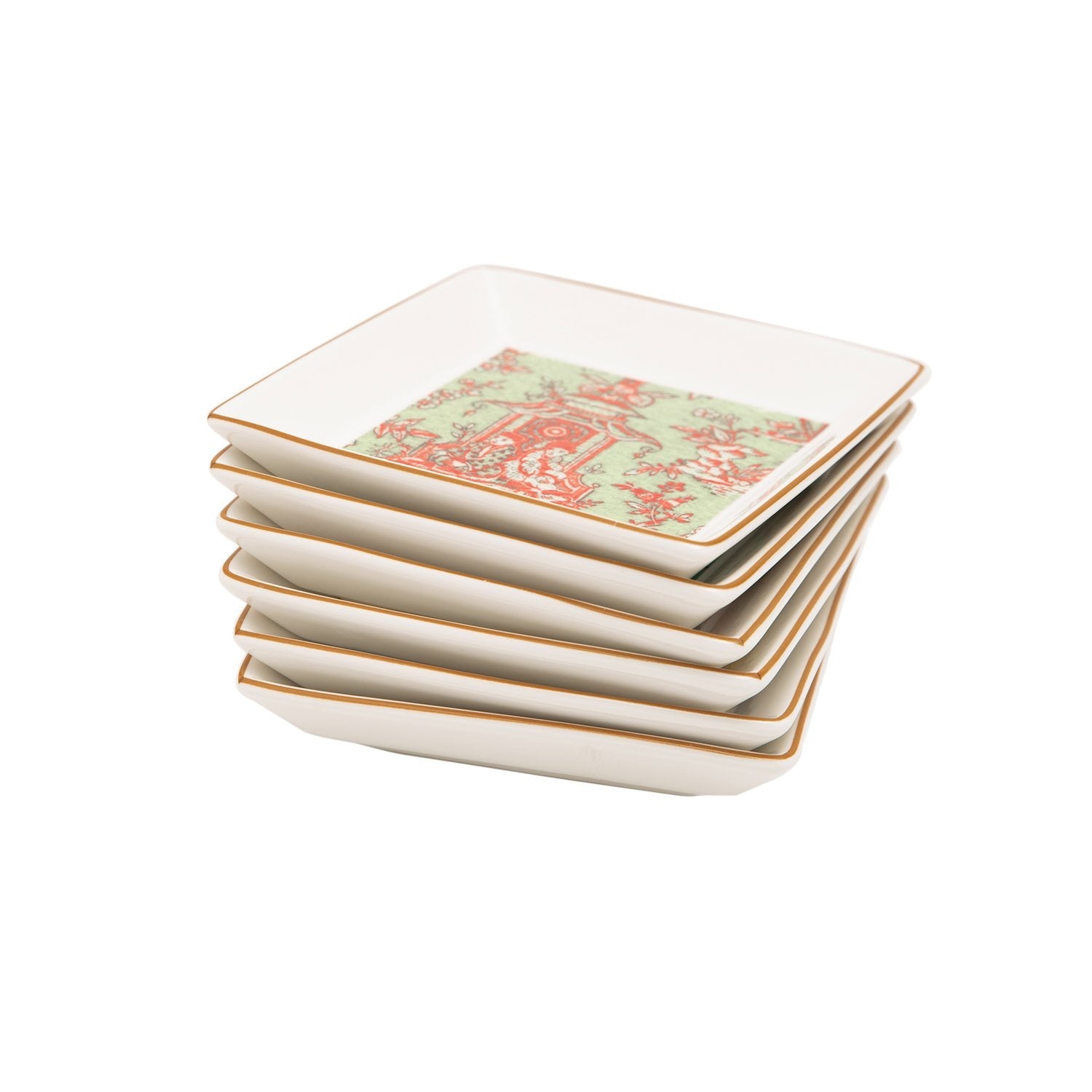 L'atelier FB Toile De Jouy Square Plate Set - 11.4 x 11.4 cm, 6 Pieces - TC 4718 014 - Jashanmal Home