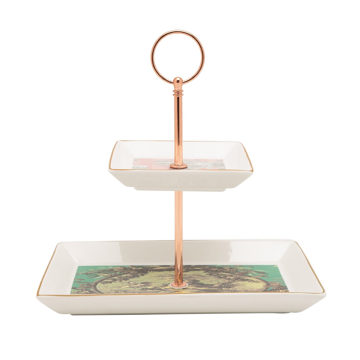 L'atelier FB Toile De Jouy 2 Levels Square Plate with Holder - TC 4718 015 - Jashanmal Home