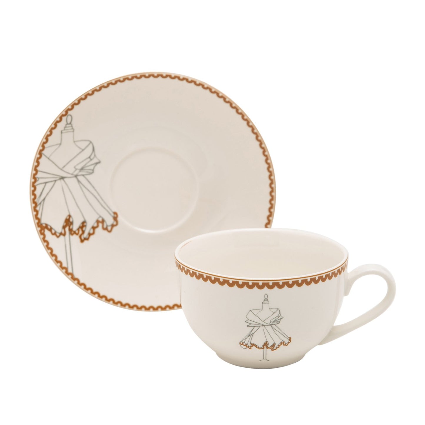 L'atelier FB Dress Tea Cup and Saucer Set - 220 cc., 12 Pieces - TC 4713 013 - Jashanmal Home