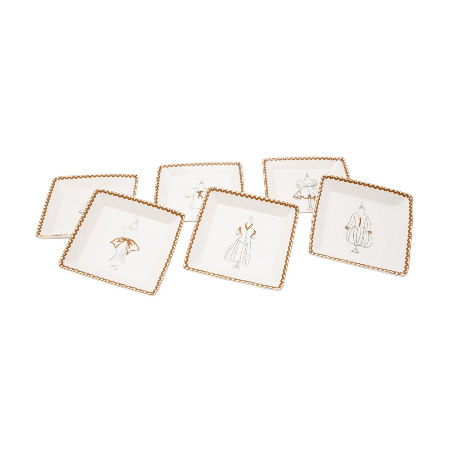 L'atelier FB Dress Square Plate Set - 11.4 x 11.4 cm, 6 Pieces - TC 4713 014 - Jashanmal Home