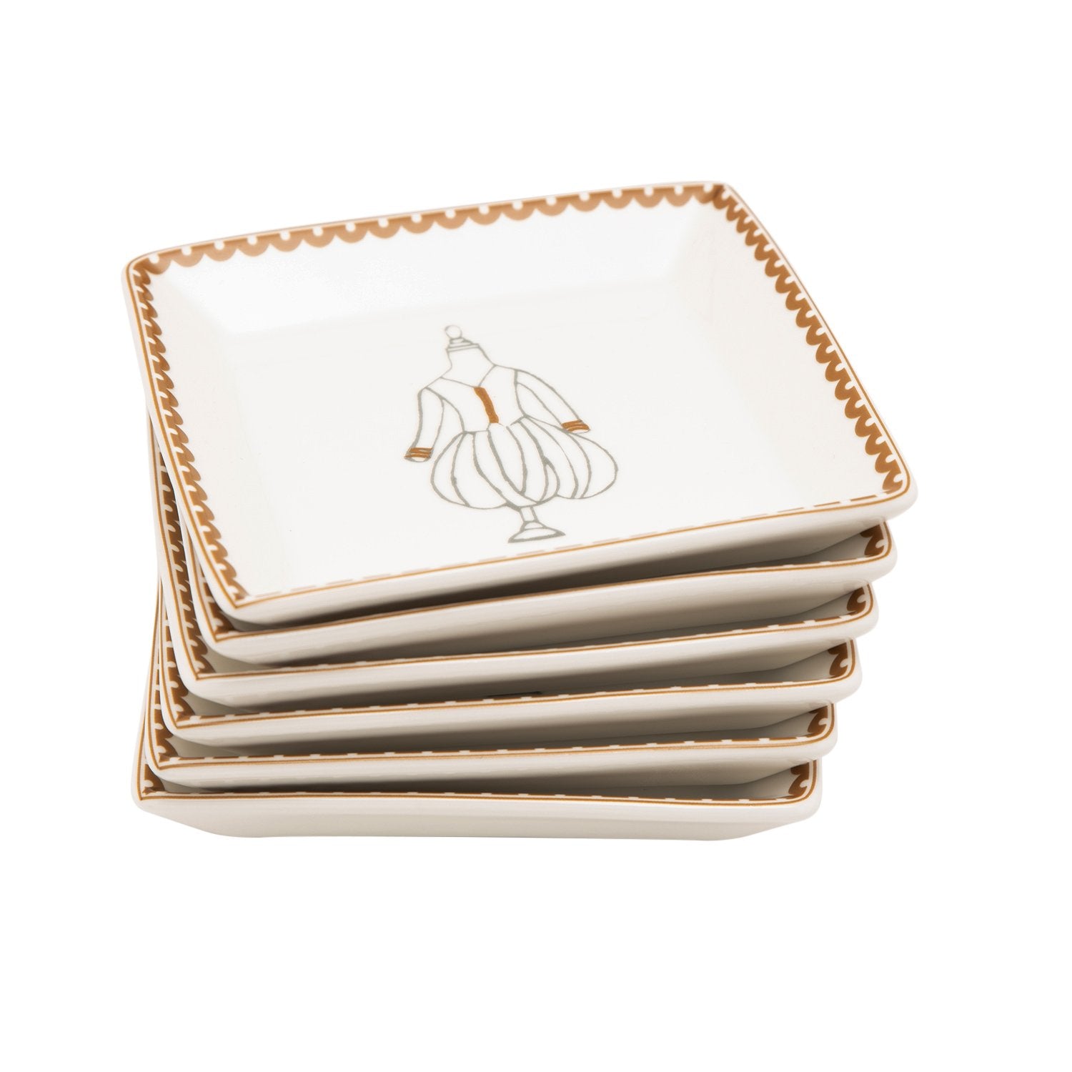 L'atelier FB Dress Square Plate Set - 11.4 x 11.4 cm, 6 Pieces - TC 4713 014 - Jashanmal Home
