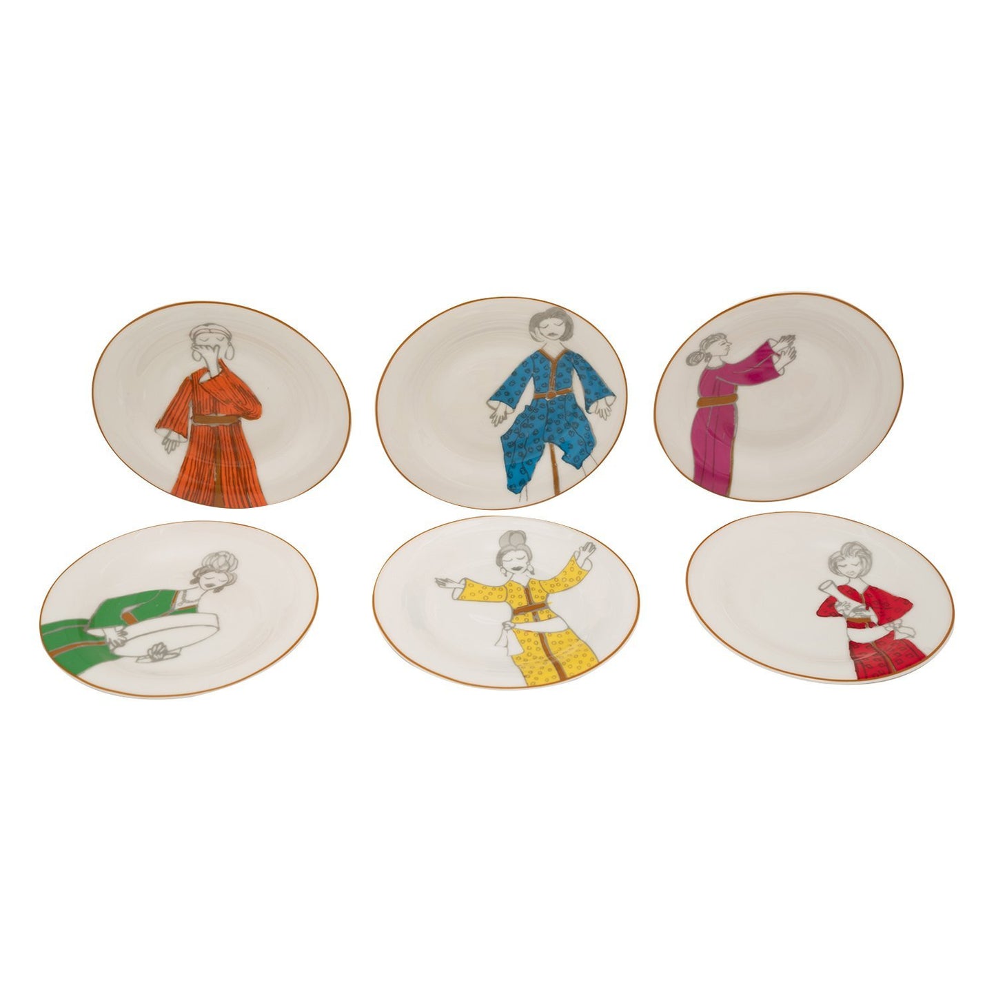 L'atelier FB Party Coupe Shape Round Cookies Plate Set - 16 cm, 6 Pieces - TC 4714 010 - Jashanmal Home