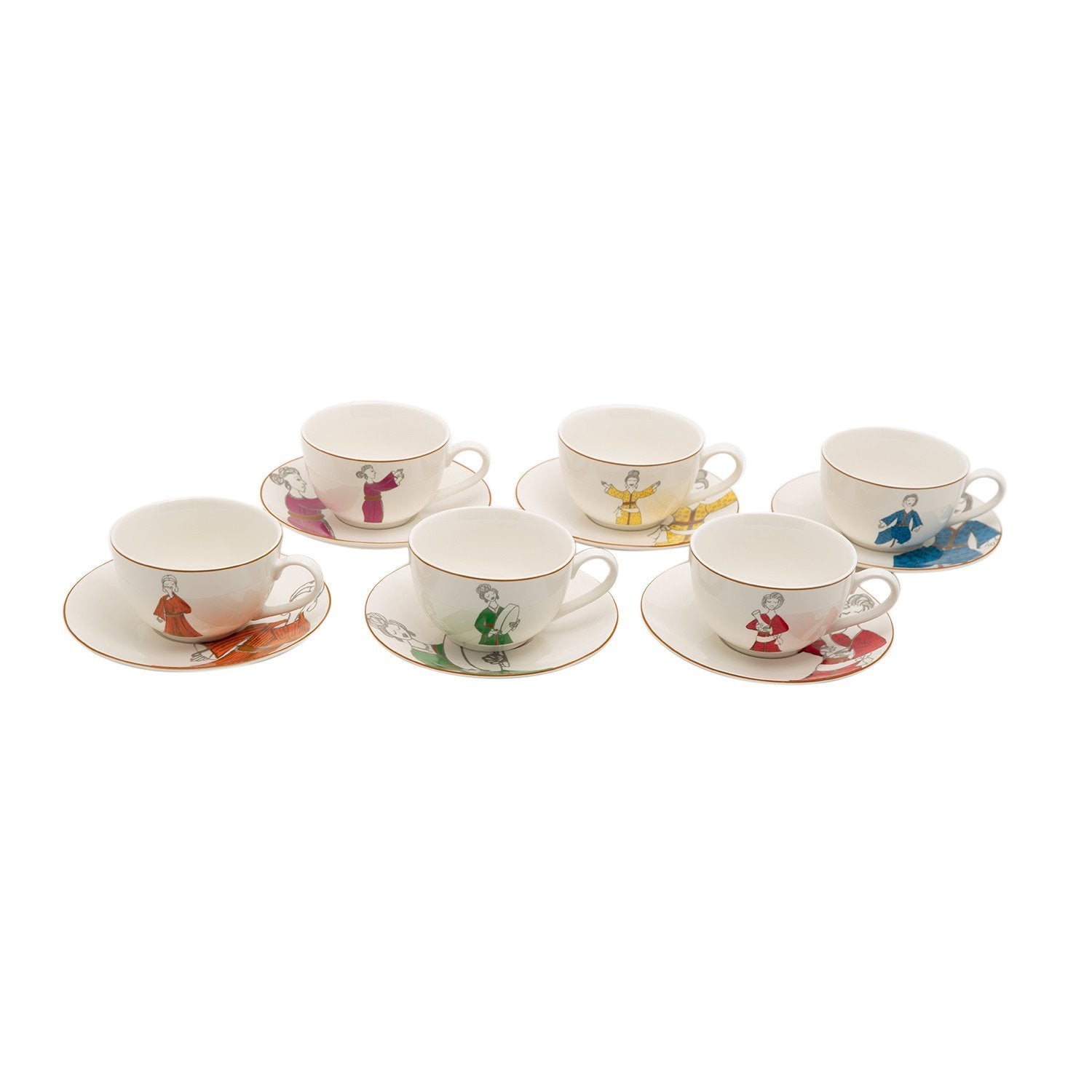 L'atelier FB Party Tea Cup and Saucer Set - 220 cc., 12 Pieces - TC 4714 013 - Jashanmal Home