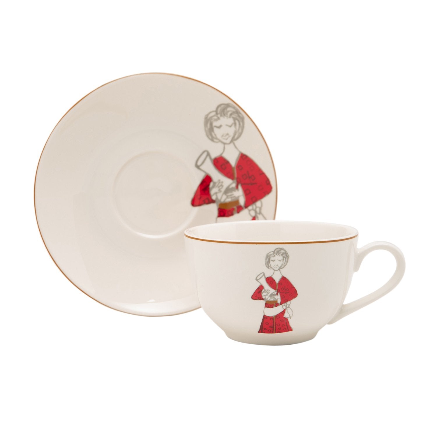 L'atelier FB Party Tea Cup and Saucer Set - 220 cc., 12 Pieces - TC 4714 013 - Jashanmal Home