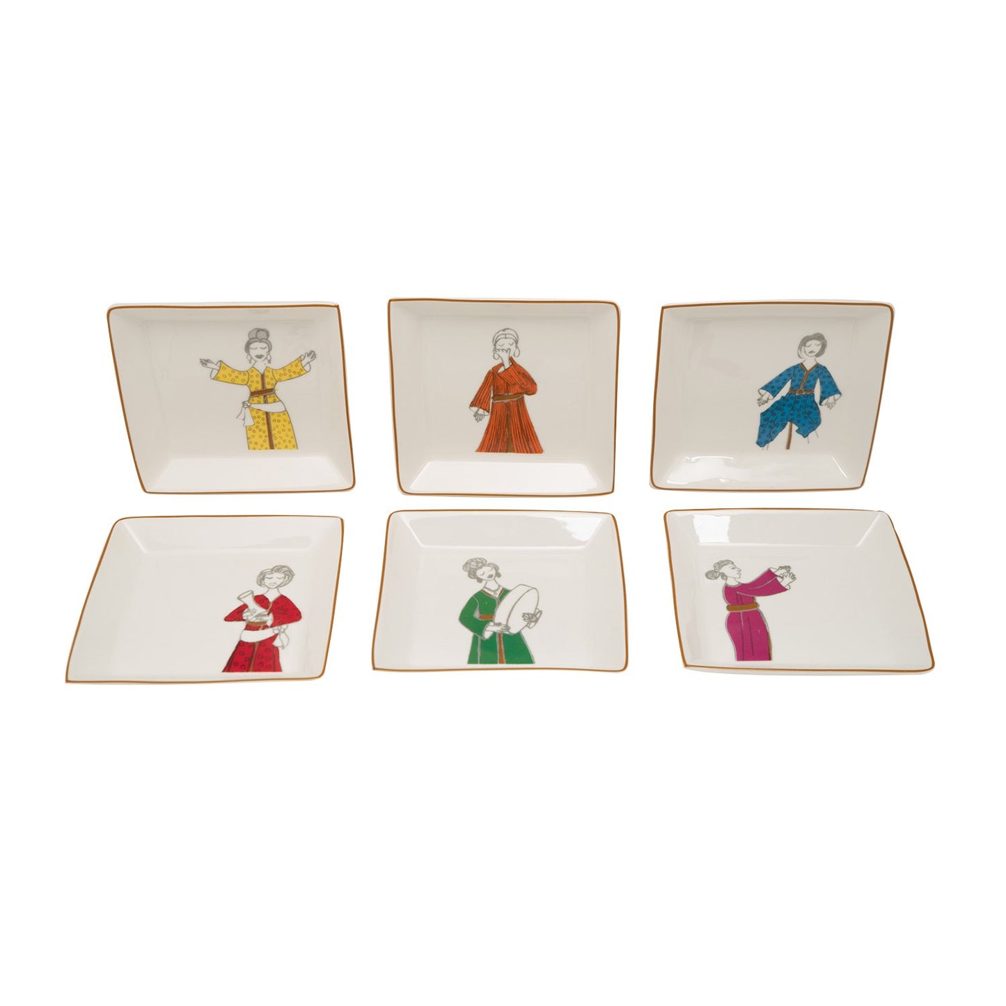 L'atelier FB Party Square Plate Set - 11.4 x 11.4 cm, 6 Pieces - TC 4714 014 - Jashanmal Home
