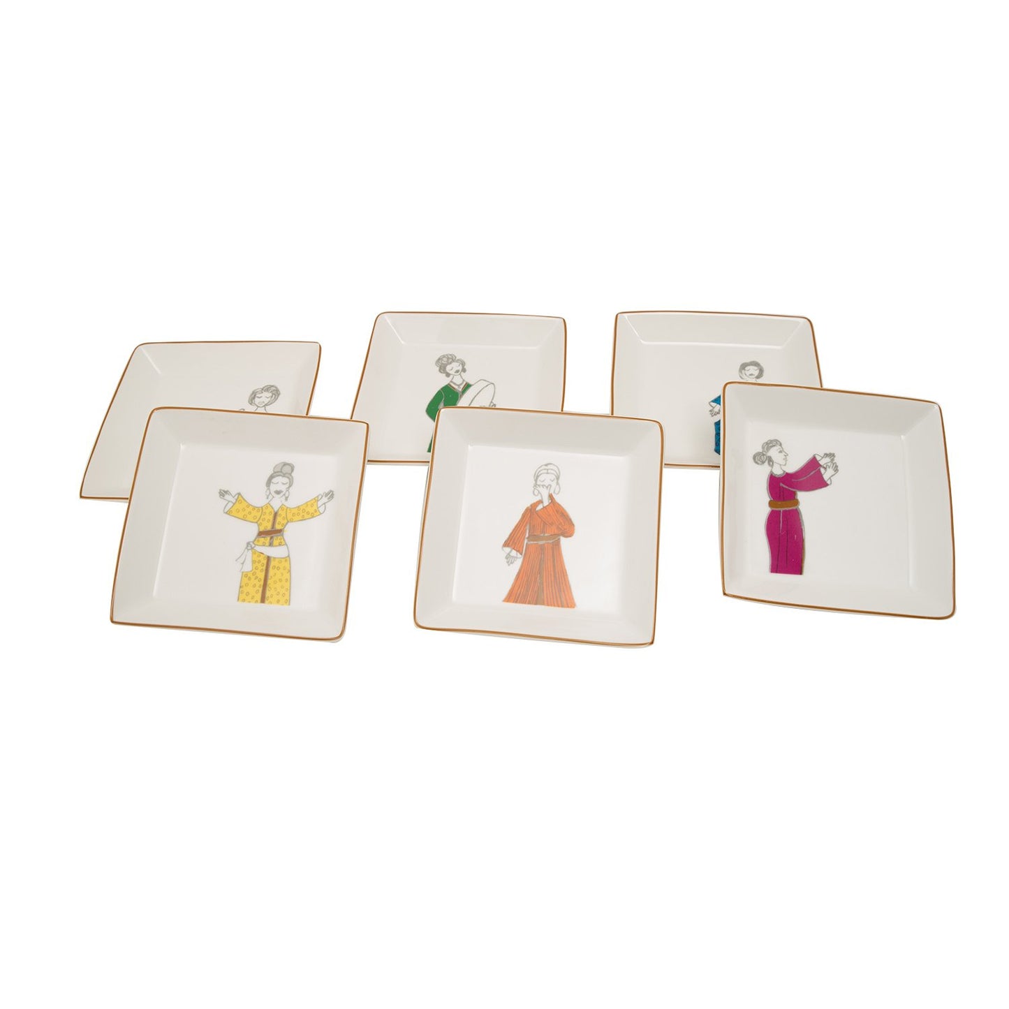 L'atelier FB Party Square Plate Set - 11.4 x 11.4 cm, 6 Pieces - TC 4714 014 - Jashanmal Home