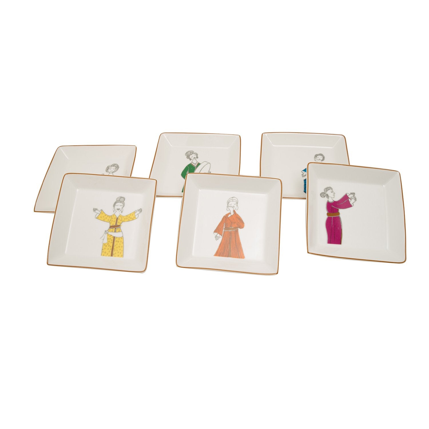 L'atelier FB Party Square Plate Set - 11.4 x 11.4 cm, 6 Pieces - TC 4714 014 - Jashanmal Home
