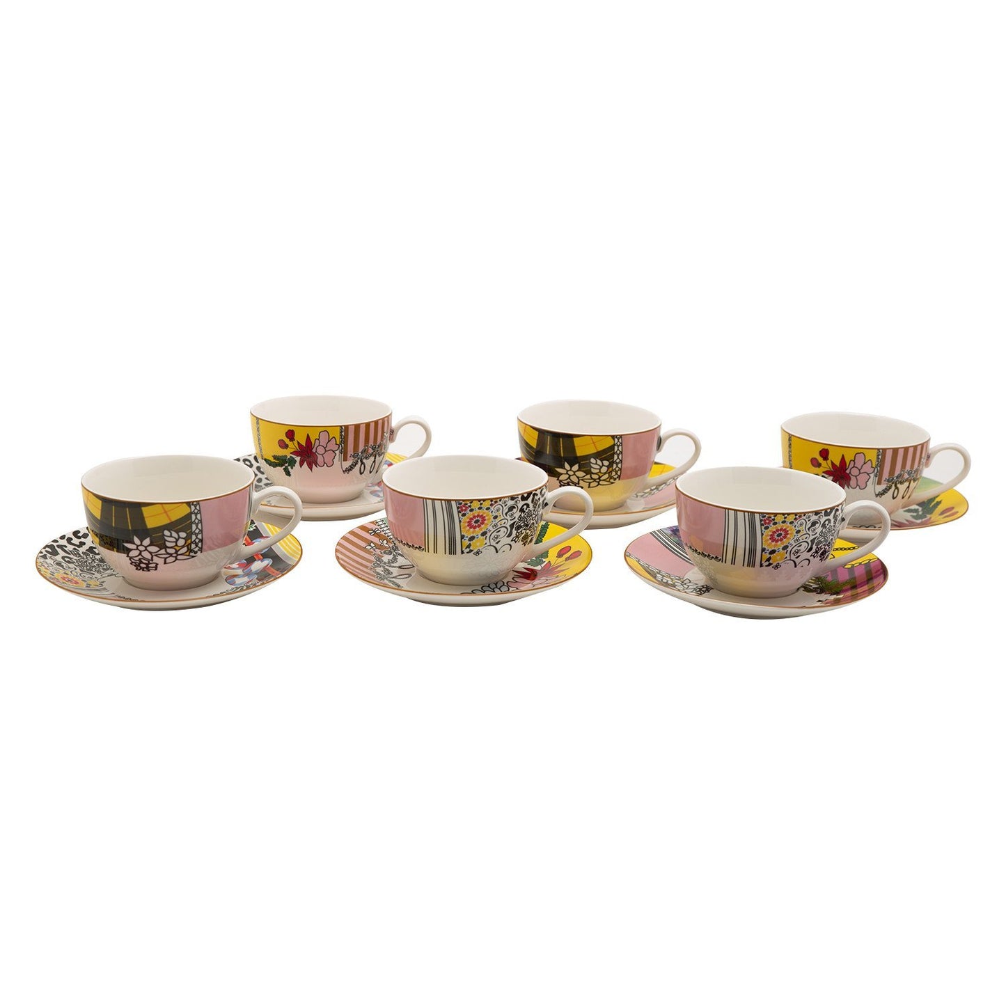 L'atelier FB Design Tea Cup and Saucer Set - 220 cc., 12 Pieces - TC 4719 013 - Jashanmal Home