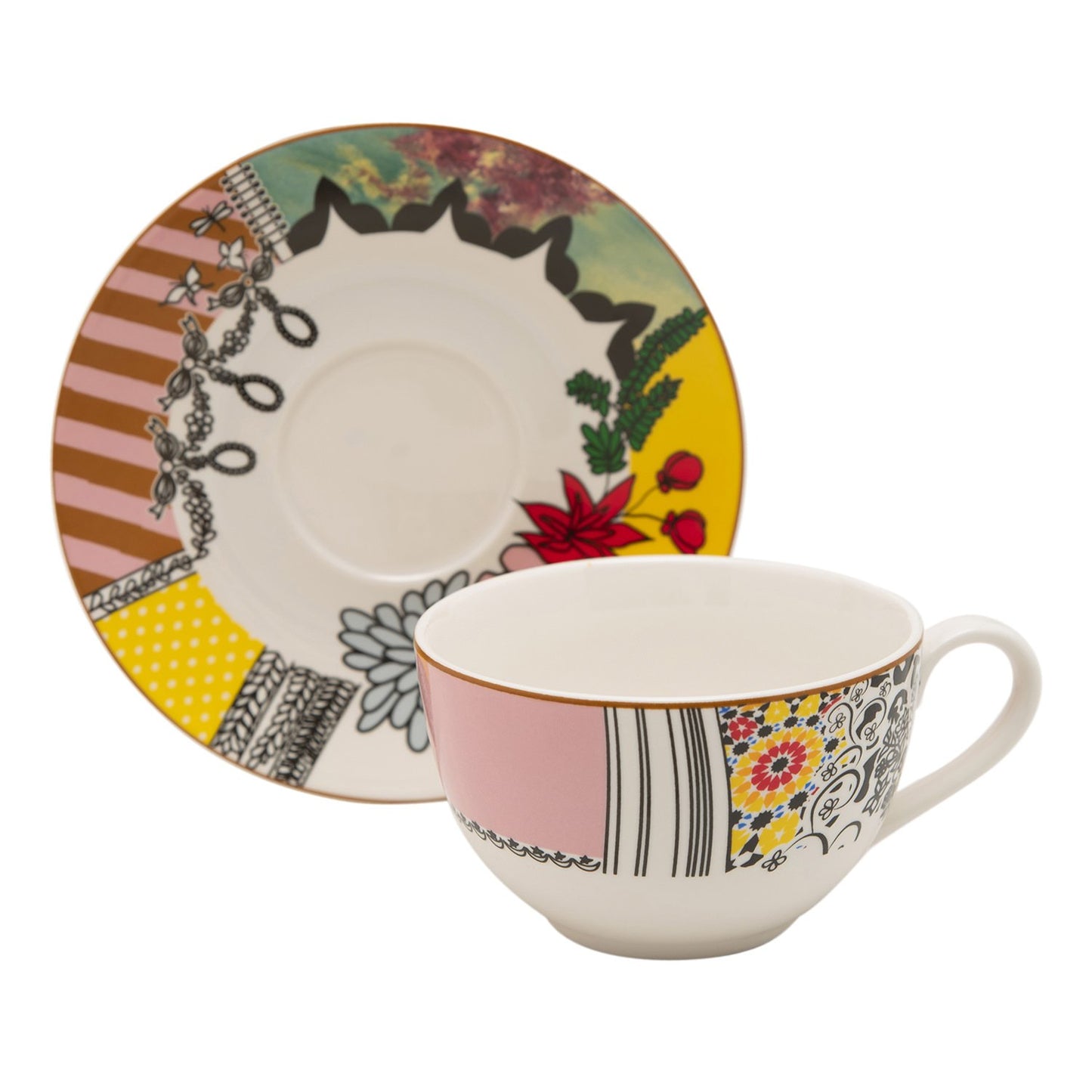 L'atelier FB Design Tea Cup and Saucer Set - 220 cc., 12 Pieces - TC 4719 013 - Jashanmal Home
