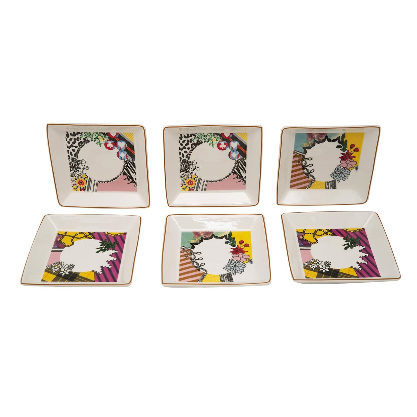 L'atelier FB Design Square Plate Set - 11.4 x 11.4 cm, 6 Pieces - TC 4719 014 - Jashanmal Home