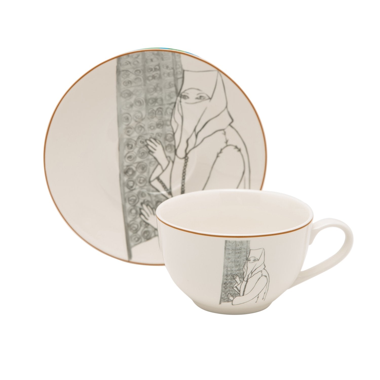 L'atelier FB Zaman Tea Cup and Saucer Set - 220 cc., 12 Pieces - TC 4712 013 - Jashanmal Home