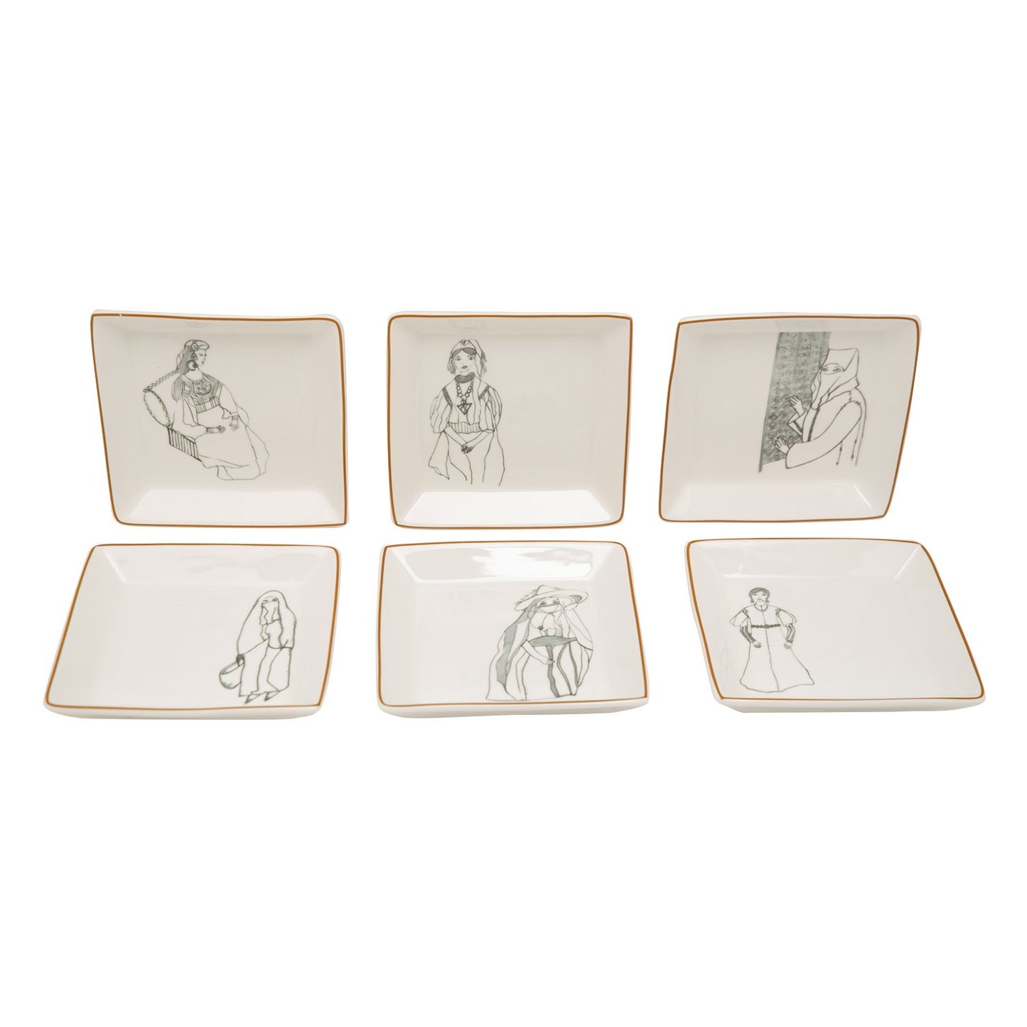 L'atelier FB Zaman Square Plate Set - 11.4 x 11.4 cm, 6 Pieces - TC 4712 014 - Jashanmal Home