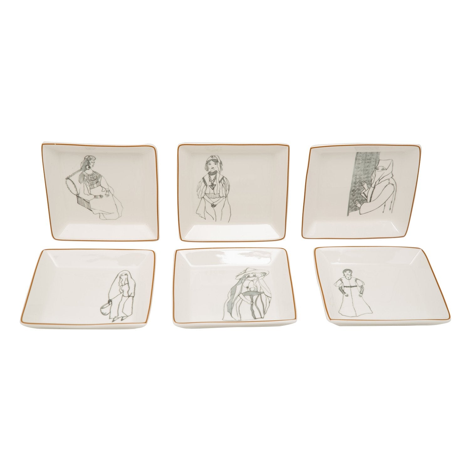 L'atelier FB Zaman Square Plate Set - 11.4 x 11.4 cm, 6 Pieces - TC 4712 014 - Jashanmal Home
