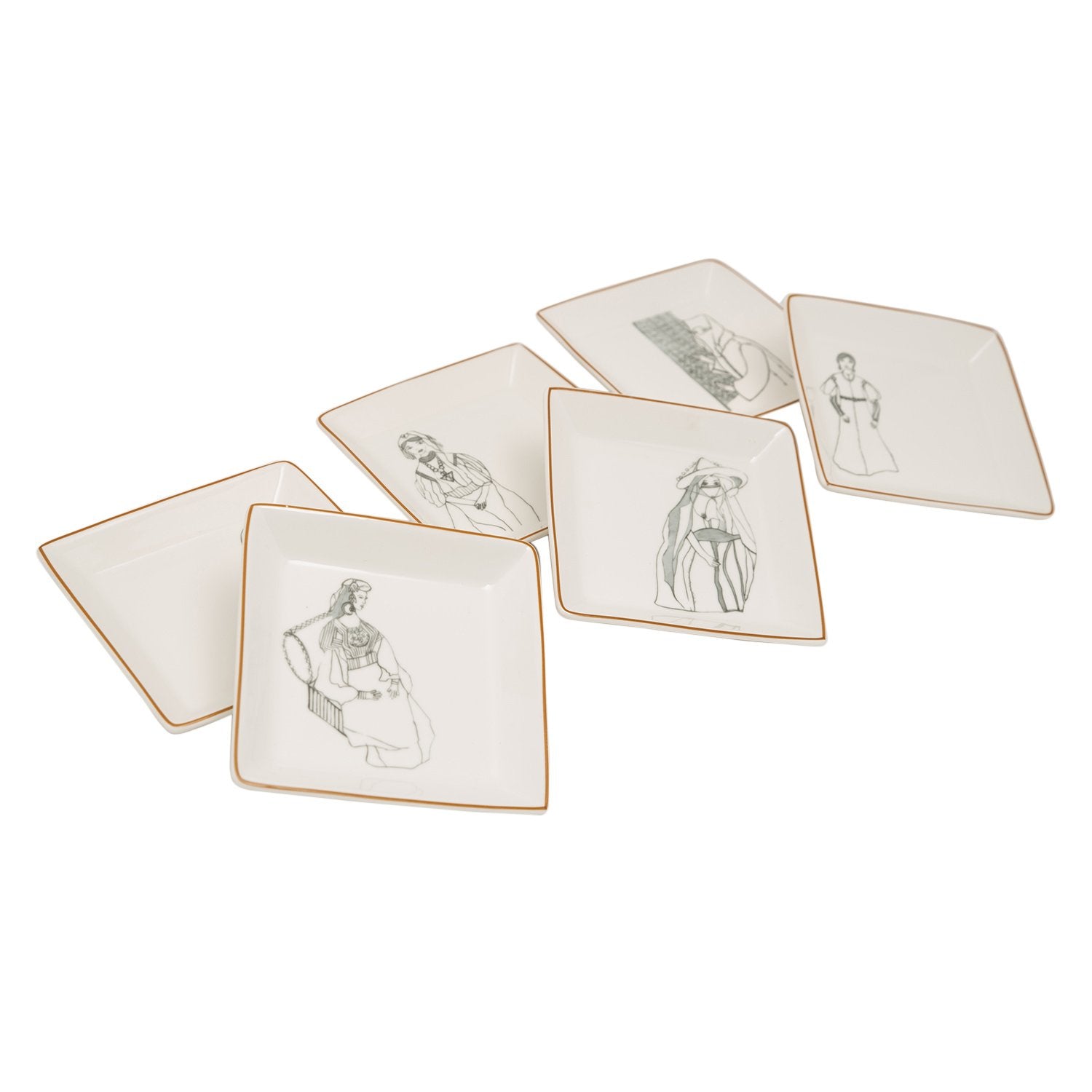L'atelier FB Zaman Square Plate Set - 11.4 x 11.4 cm, 6 Pieces - TC 4712 014 - Jashanmal Home