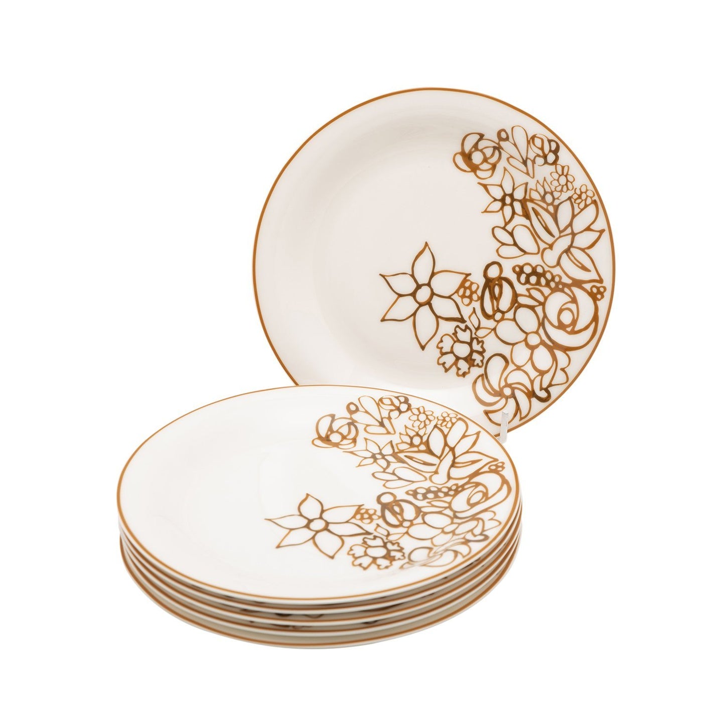 L'atelier FB Embroidery Coupe Shape Salad Plate Set - 23 x 23 cm, 6 Pieces - TC 4715 011 - Jashanmal Home