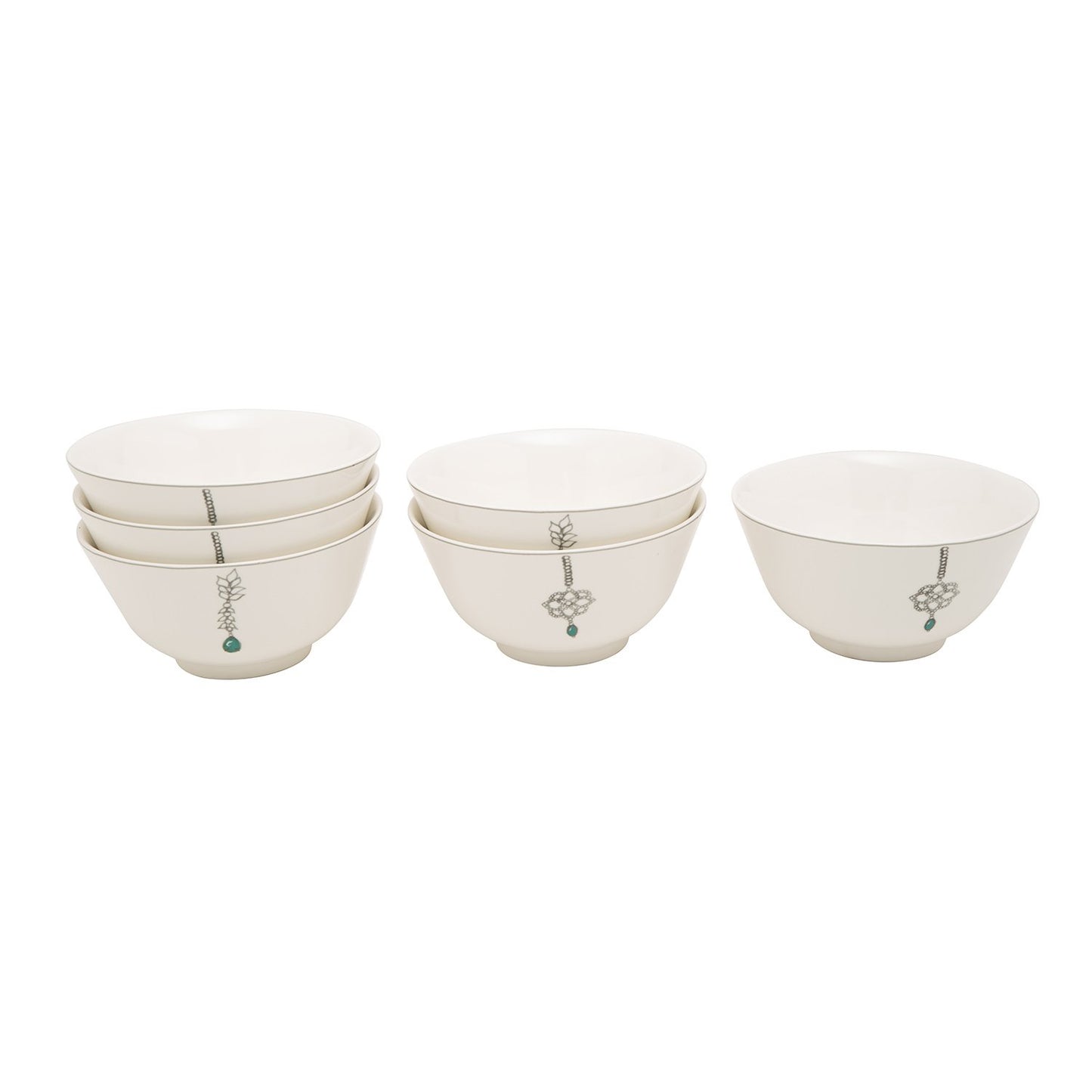 L'atelier FB Emerald Bowl Set - 12.8 x 6.8 cm, 6 Pieces - TC 4711 014 - Jashanmal Home