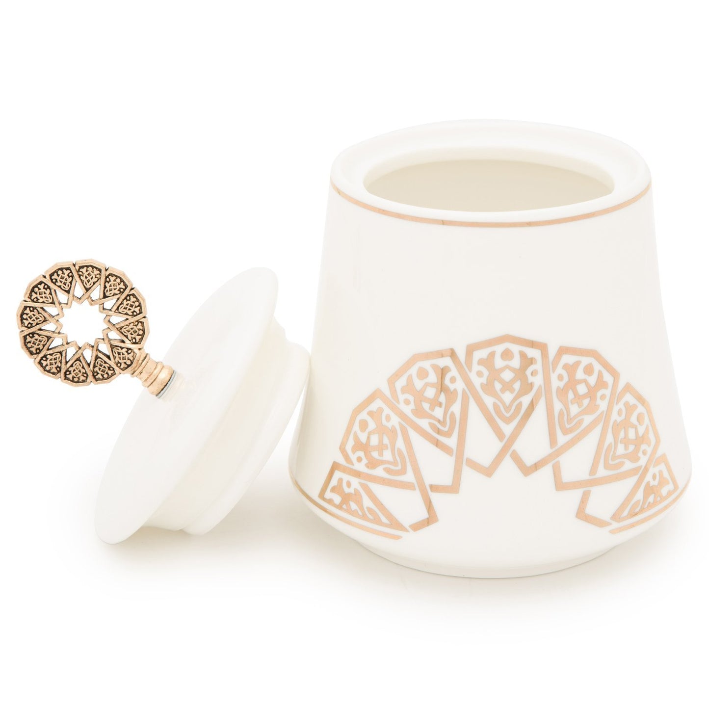 Otantik TW3002-G Date Bowl Set - White and Antique Gold, 3 Piece - TW3002-G - Jashanmal Home
