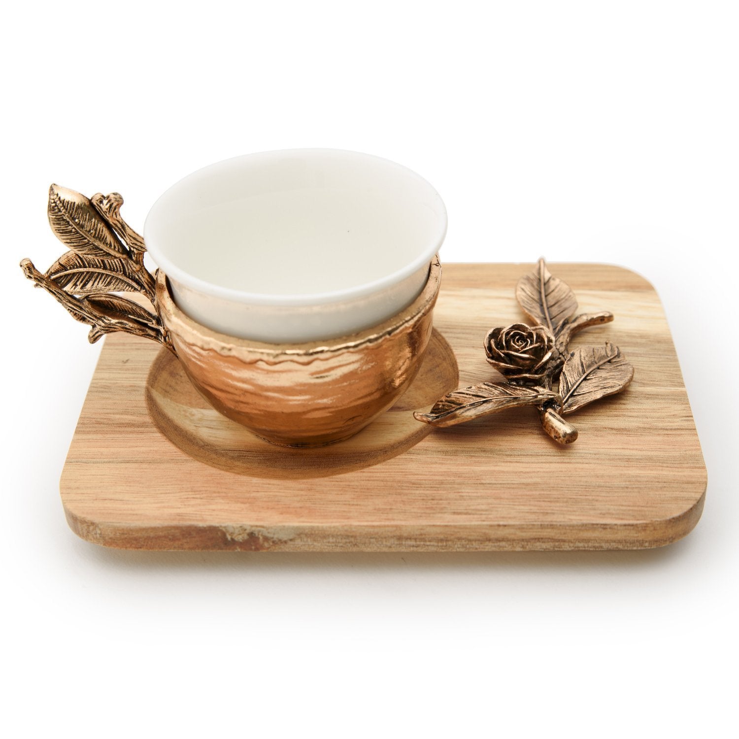 Otantik KB1031-2W Coffee Cup and Saucer Set with Tray - Antique Gold - KB1031-2W - Jashanmal Home
