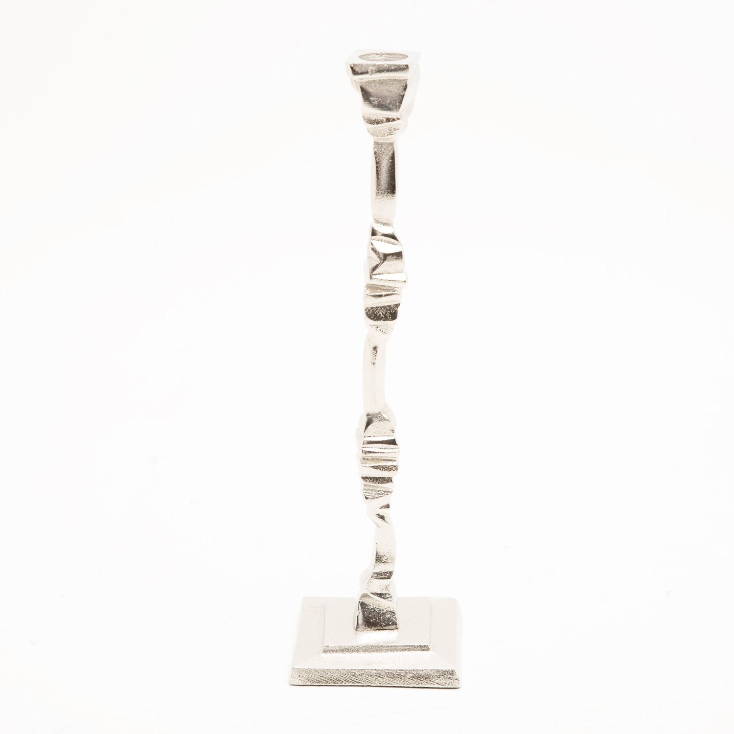 PANACHE DECO ALUM CANDLE HOLDER 11.75 NICKEL - 00121