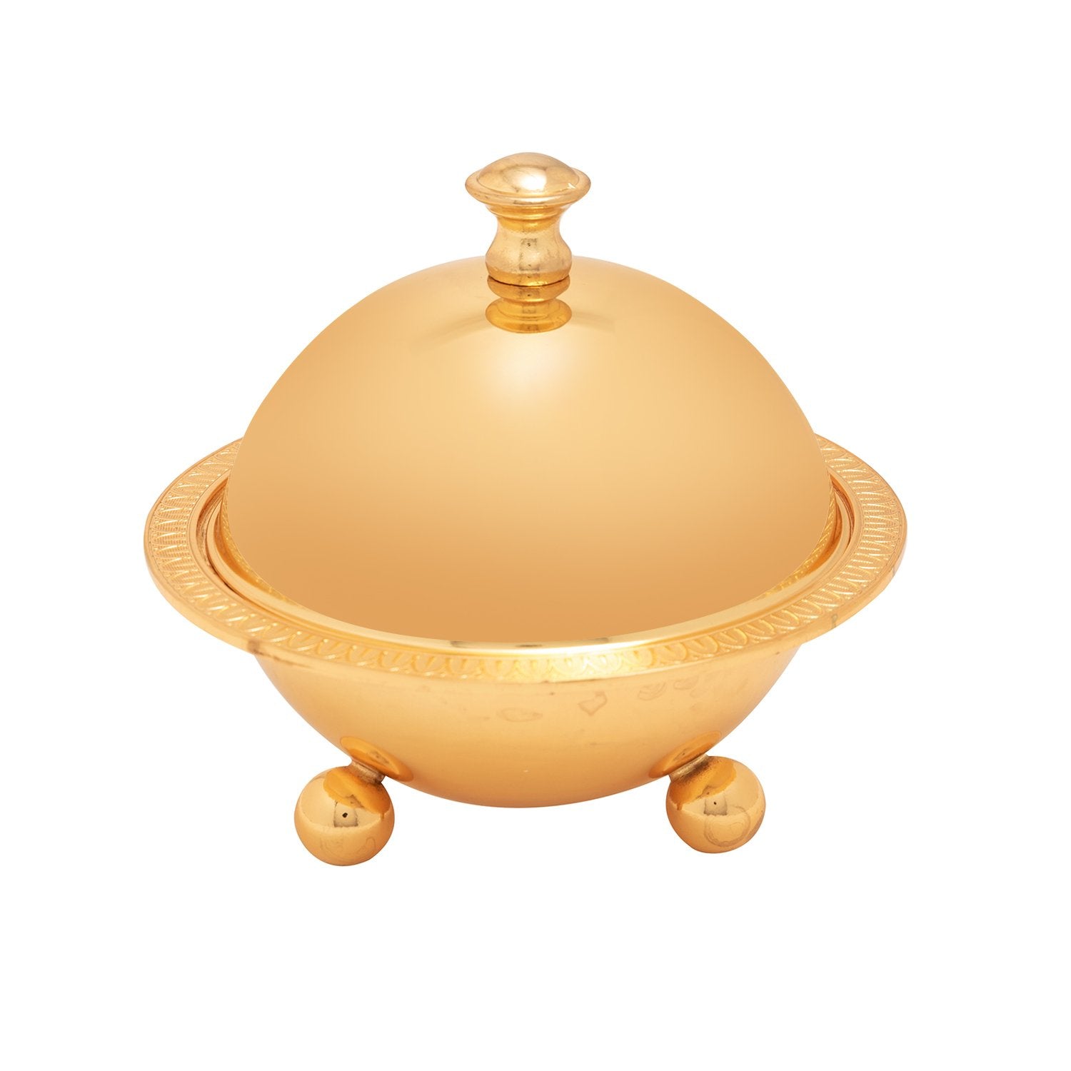GOLD PLATED ROUND BOWL AND BEAD FEET