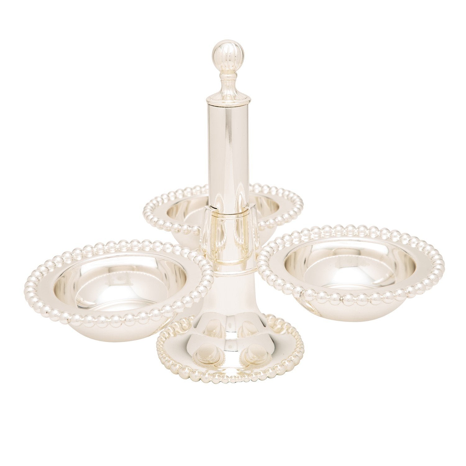 SILVER PLATED ROUND BOWL WITH ROTATION STAND