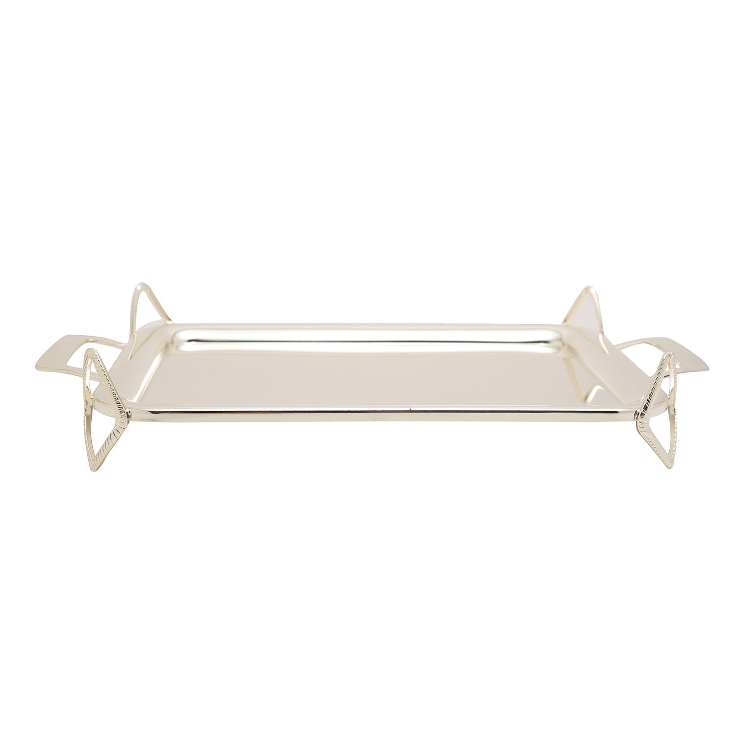 SILVER PLATED RECTANGLE TRAY WITH HANDLE & FEET
