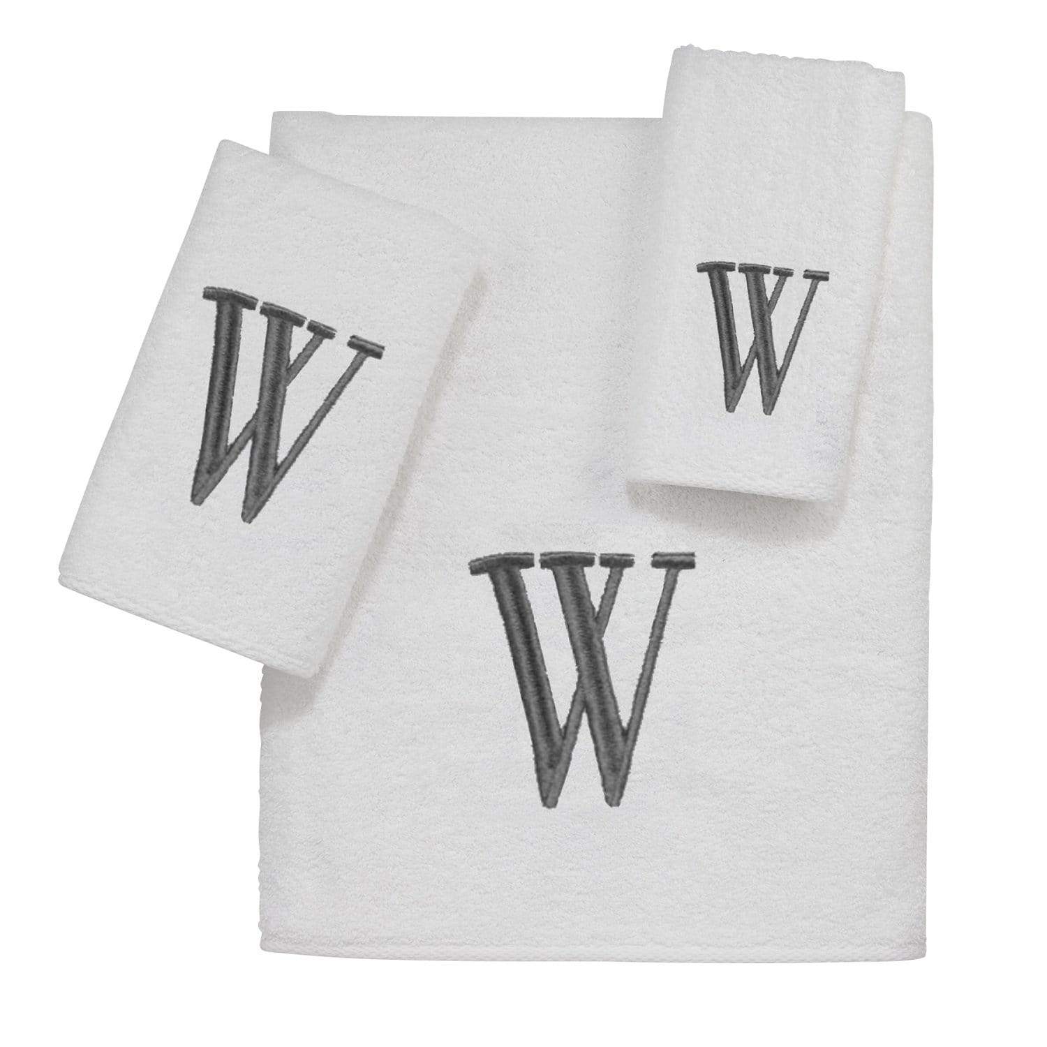 AVANTI MONOGRAM BLOCK LETTER W - WHITE AND SILVER - 022574W