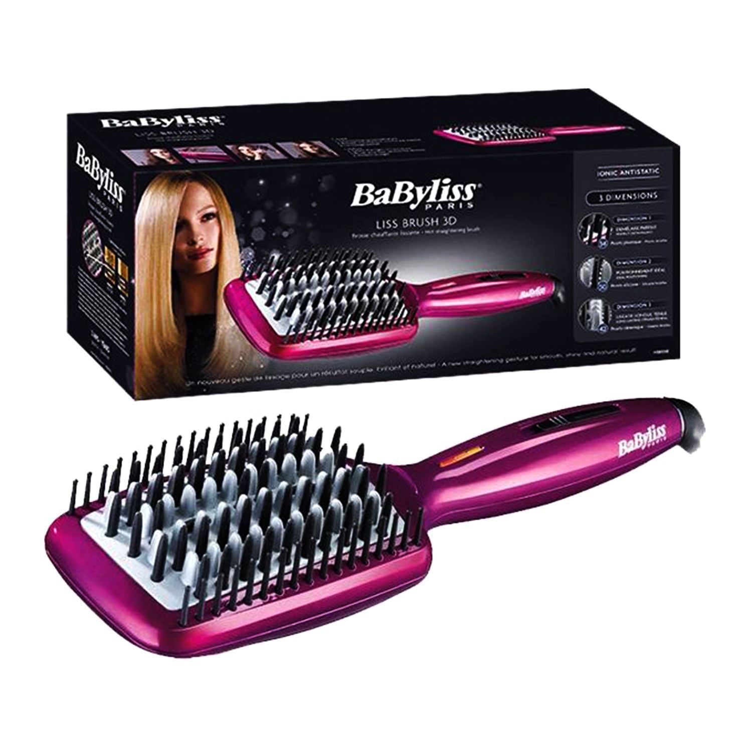 BaByliss Fuchsia Ionic Hair Straightener Brush - BABHSB100SDE - Jashanmal Home