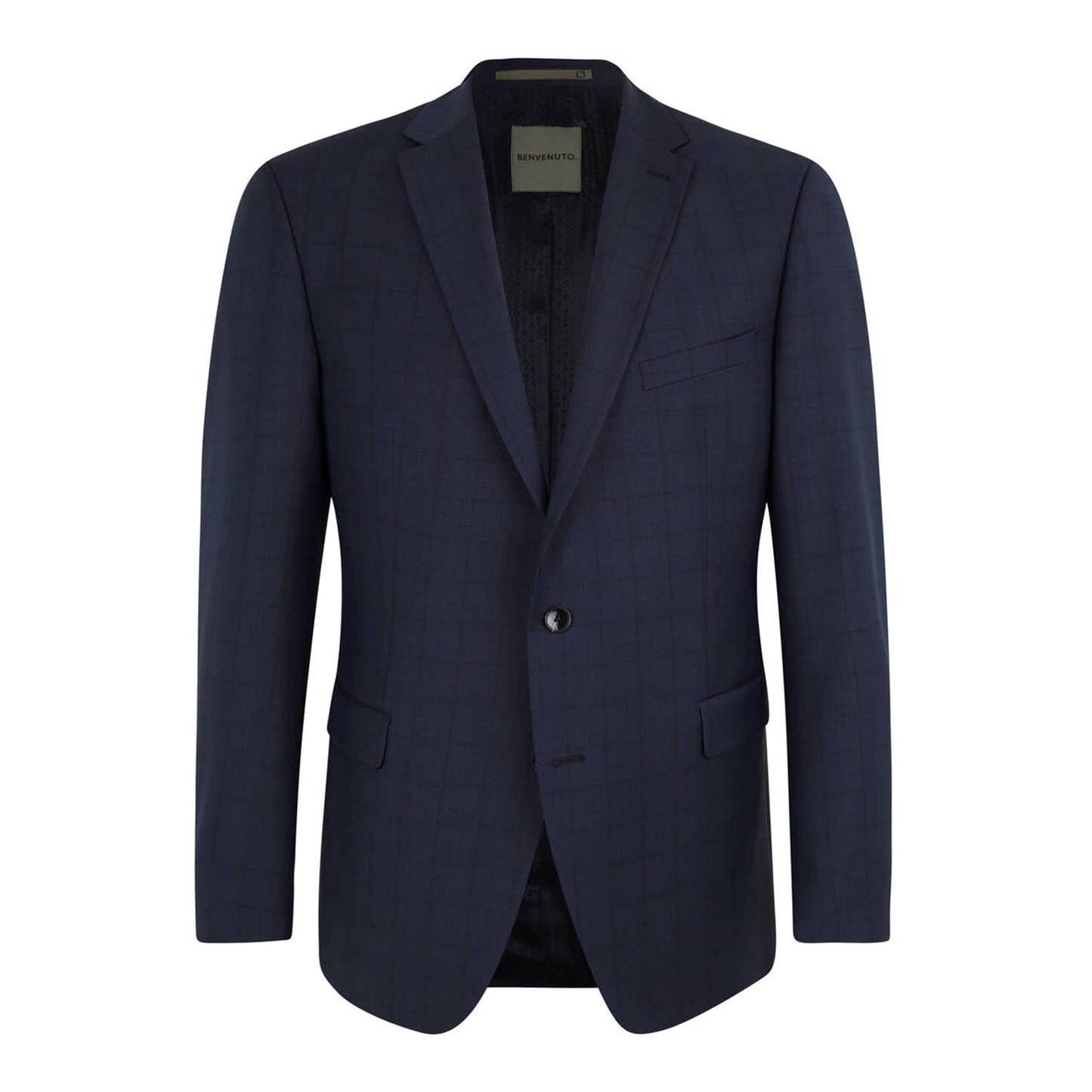Benvenuto Modern Checked Business Blazer - Navy Blue - 62500 1254 50