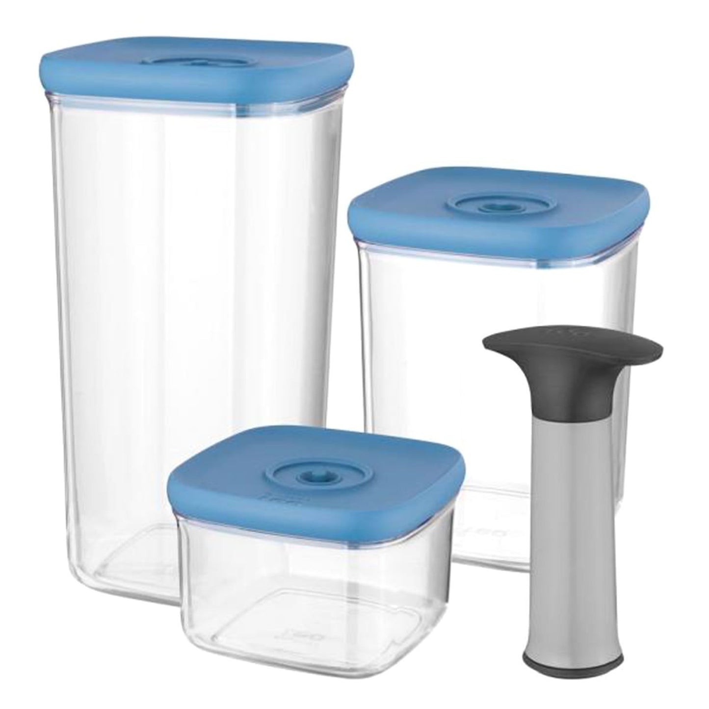 BERGHOFF LEO 4 PIECE VACUUM FOOD CONTAINER SET - BLUE AND CLEAR - 3950128