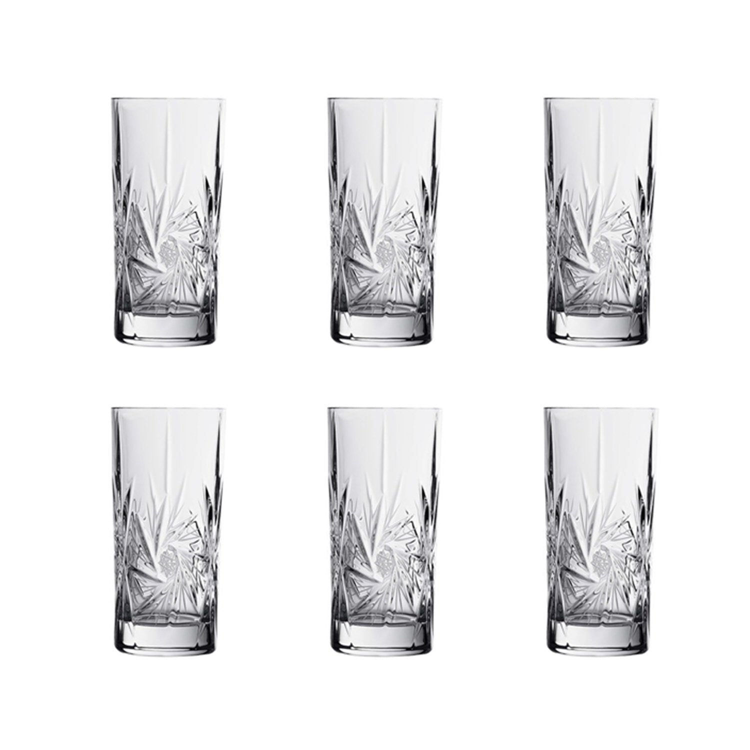 Bohemia Crystal Glass Pressed Hand Cut Long Tumbler - Clear - 5391711 - Jashanmal Home