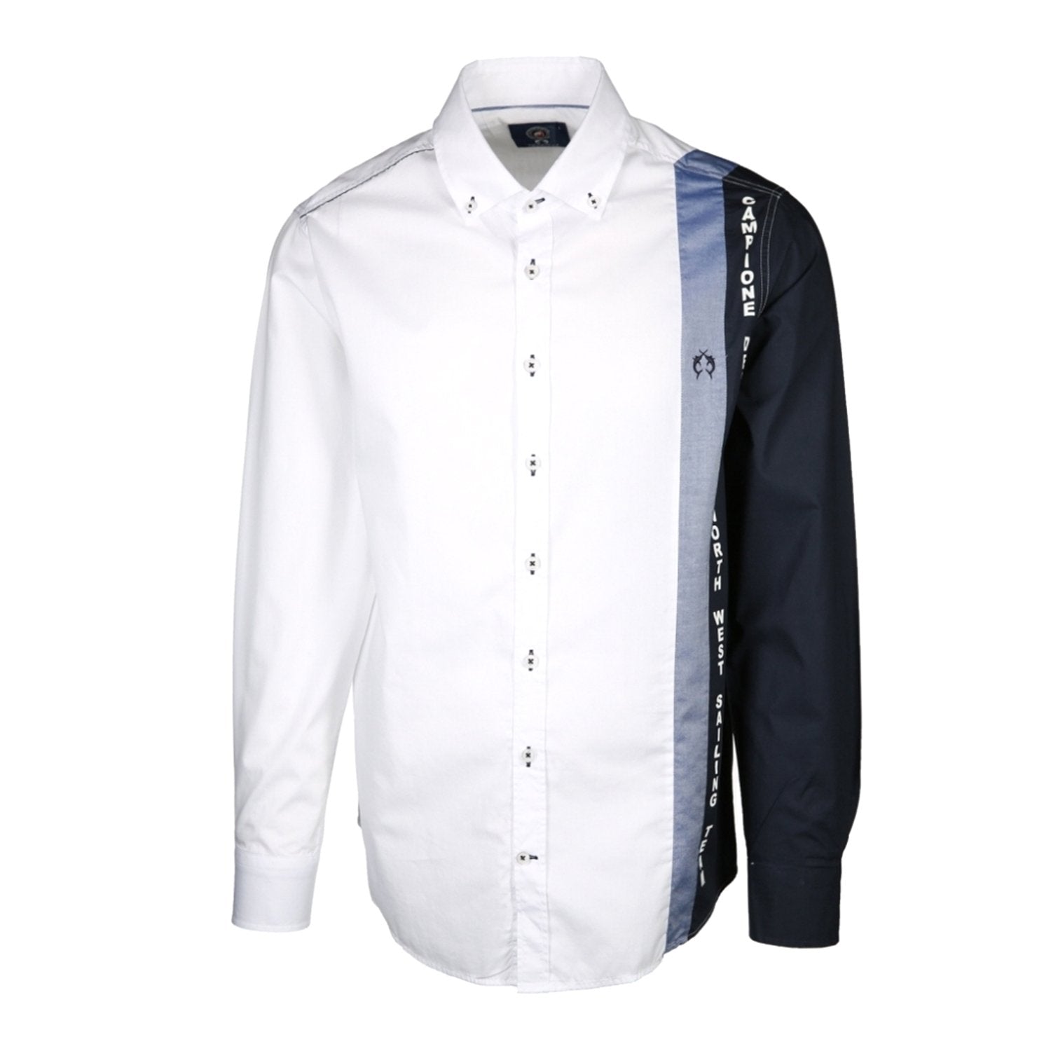 Campione Del Garda Sporty Casual Shirt - Yachting Blue and White - 1807013 10011 M