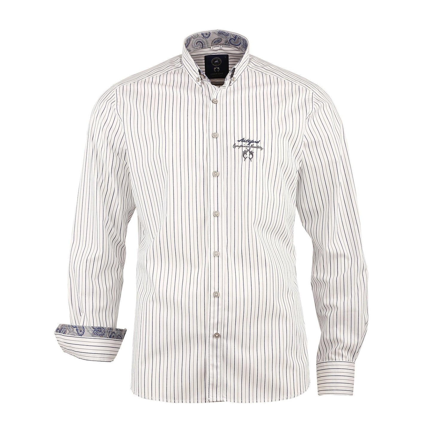 Campione Pueblo Casual Shirt - White and Grey - 2197411 90342 L