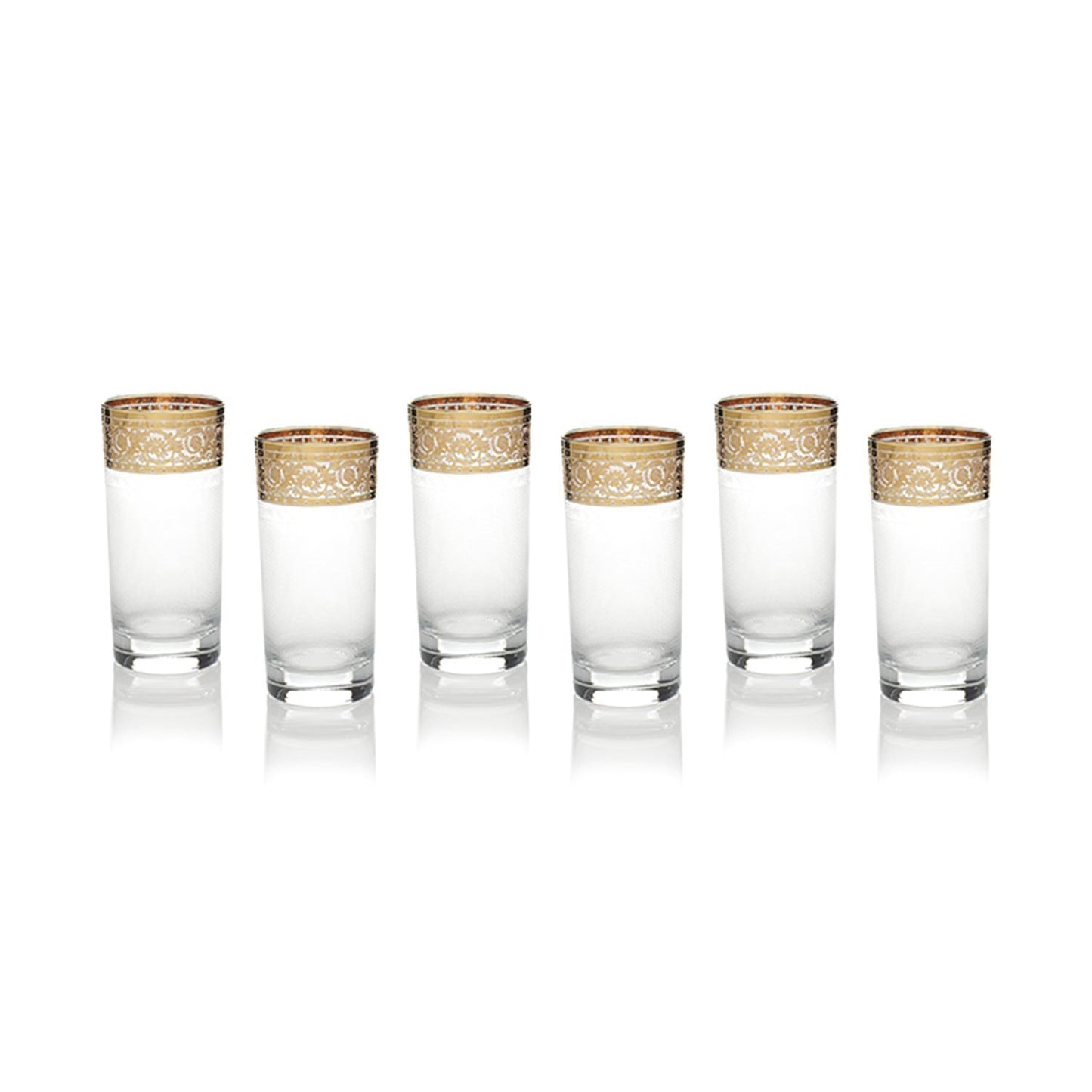 Combi Angelique Long Tumblers - Clear and Gold, Set of 6 - G369Z-25/1 - Jashanmal Home