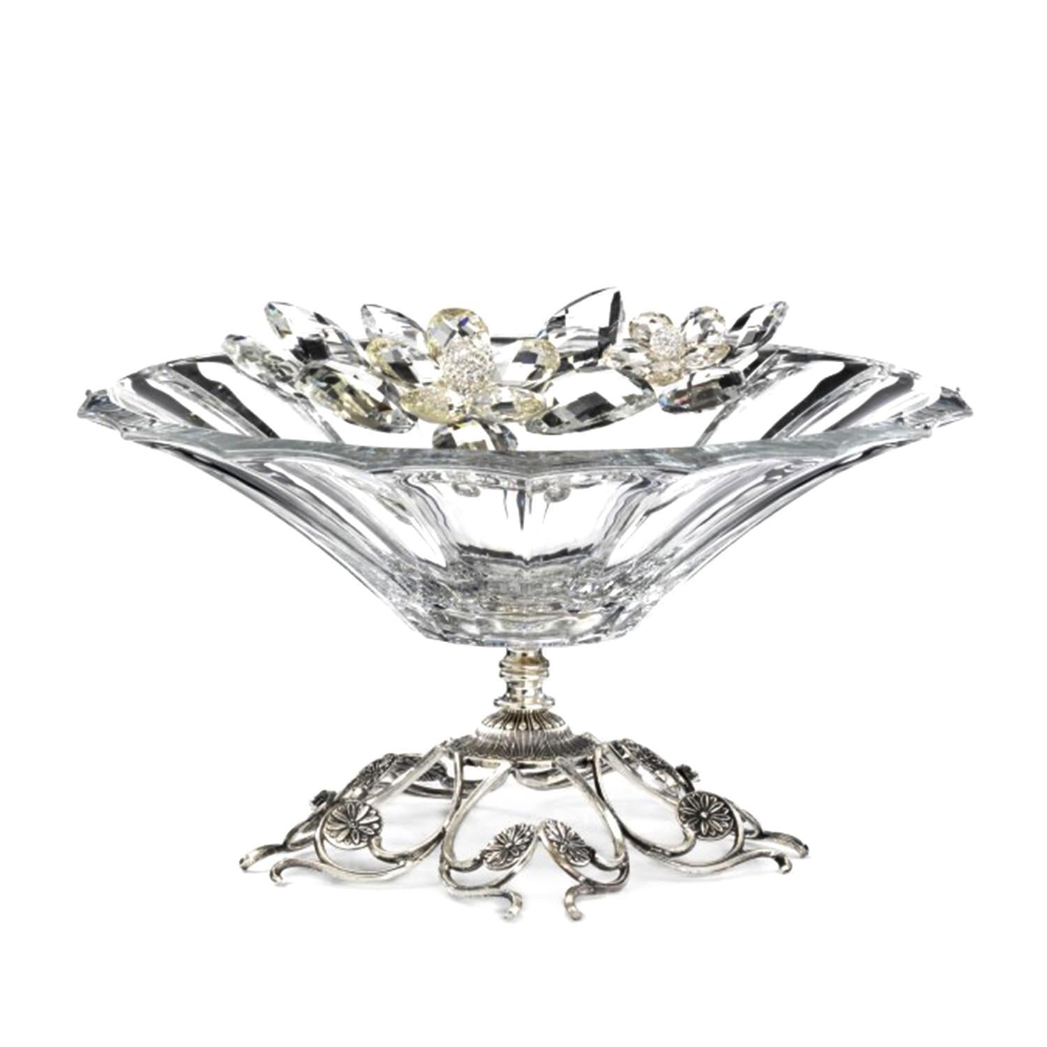 Debora Carlucci Crystal Flowers Glass Bowl with Metal Base - DC5544