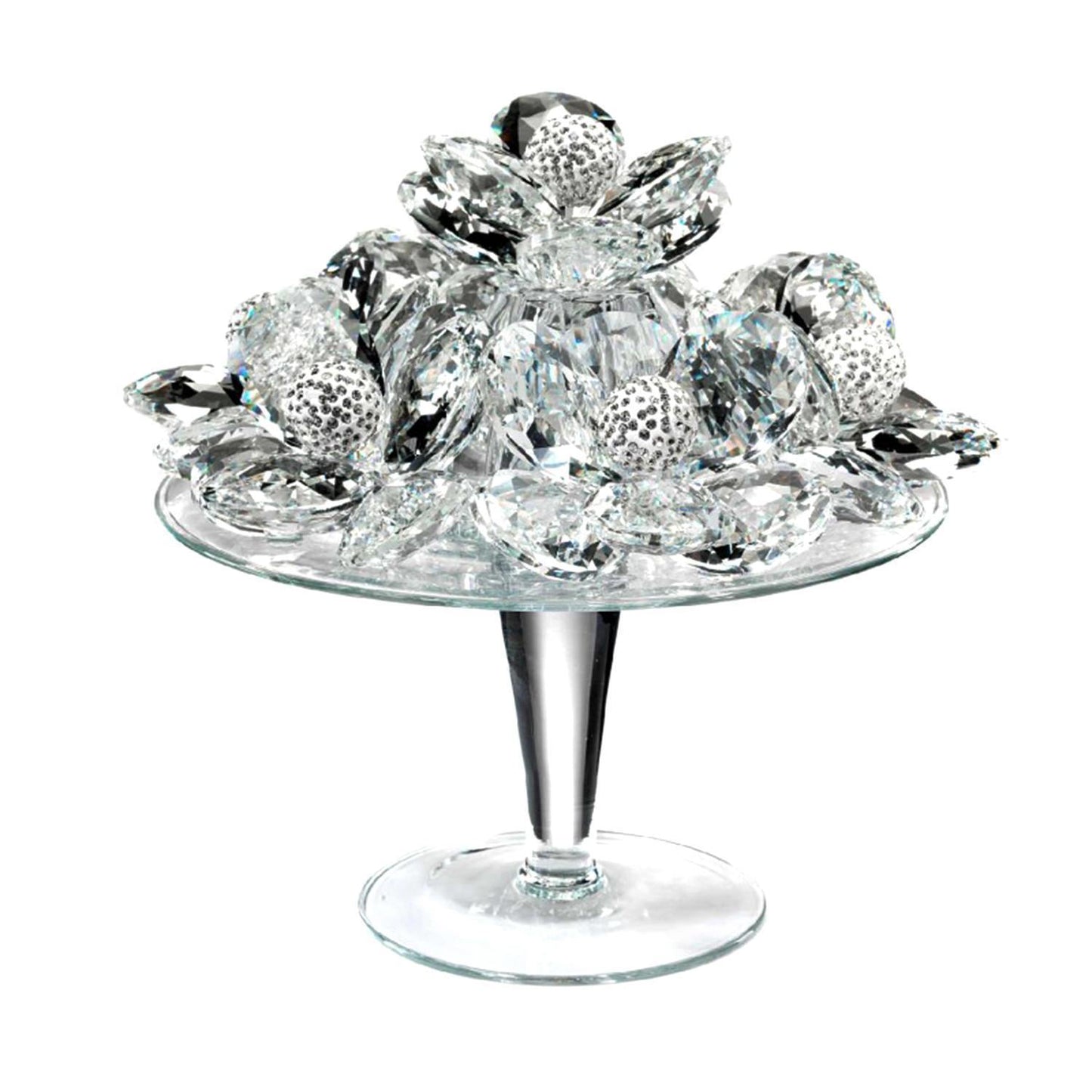 Debora Carlucci Glass Riser with Crystal Flower and Strass Spheres - DC5504