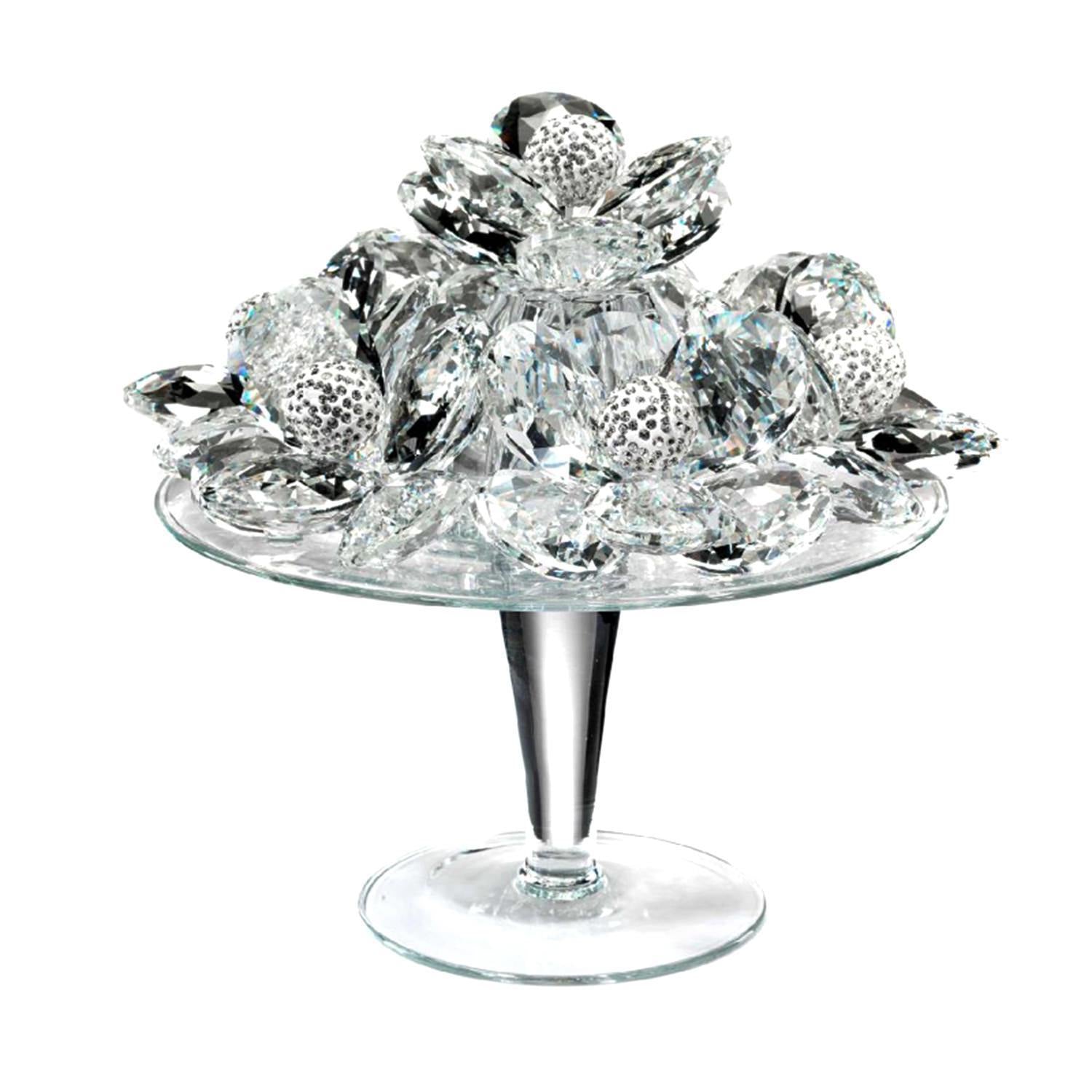Debora Carlucci Glass Riser with Crystal Flower and Strass Spheres - DC5504