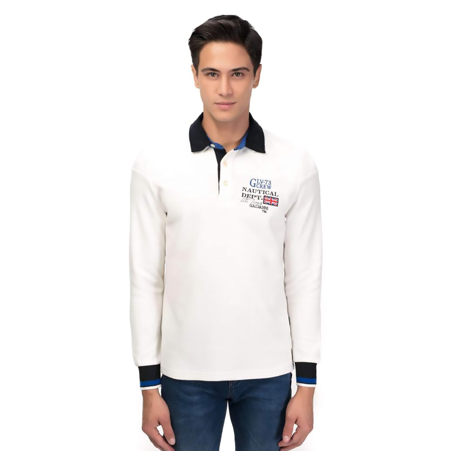 Galvanni Polo Sweater - White and Black - GLVWM13160081 XL