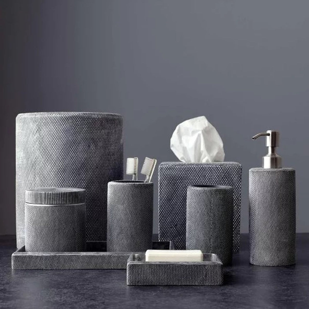 Kassatex Mesh Resin Cotton Jar - Dark Grey - AMH-CJ - Jashanmal Home