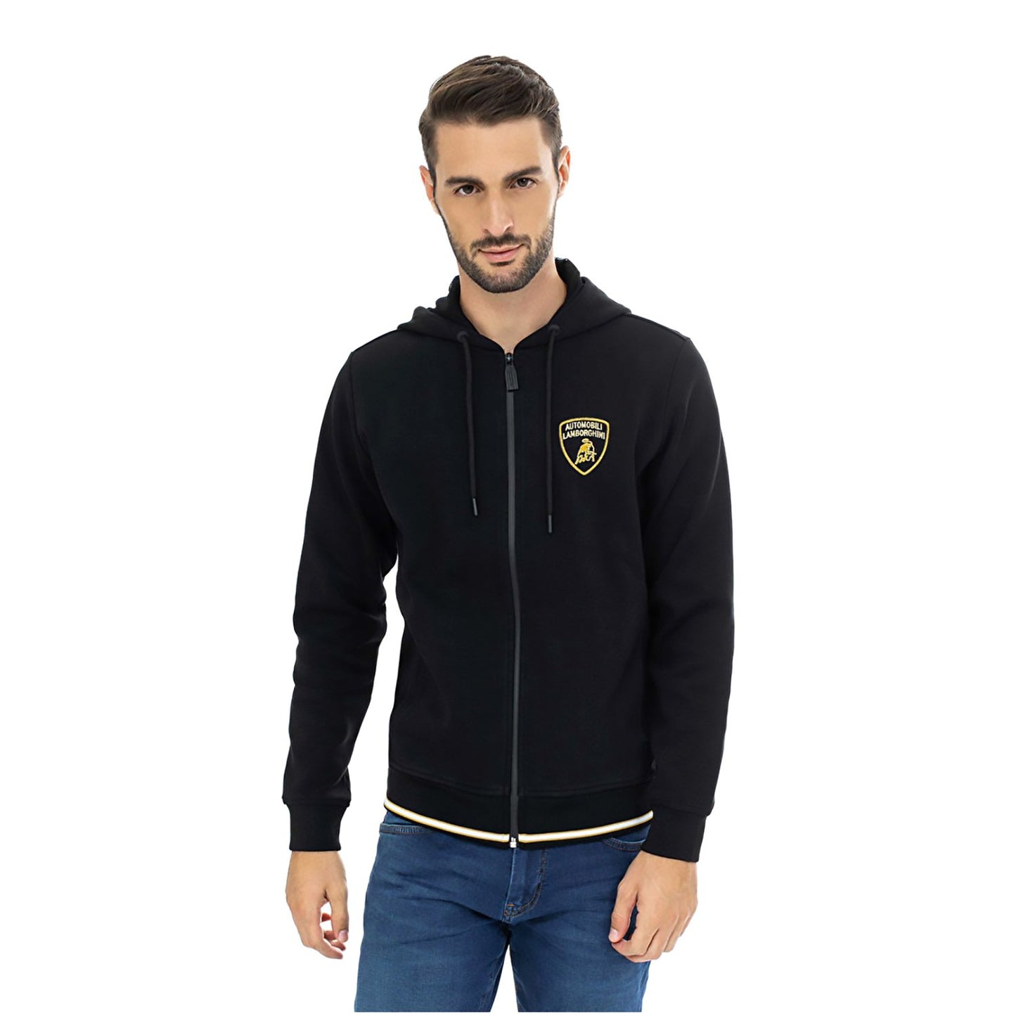 Lamborghini Gold Shield Zip-Front Hooded Sweatshirt - Black - B7XUB7F630278899 899 L