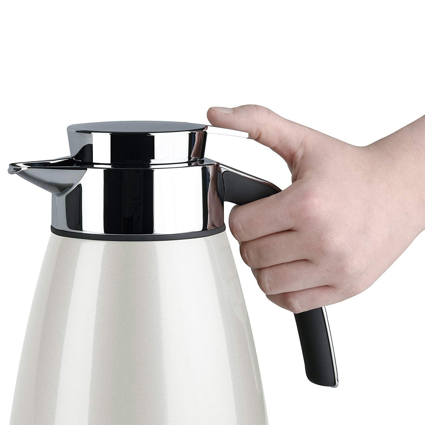 Emsa Bell Quick Tip Flask - Crome and White, 1 Litre - 2259221 - Jashanmal Home