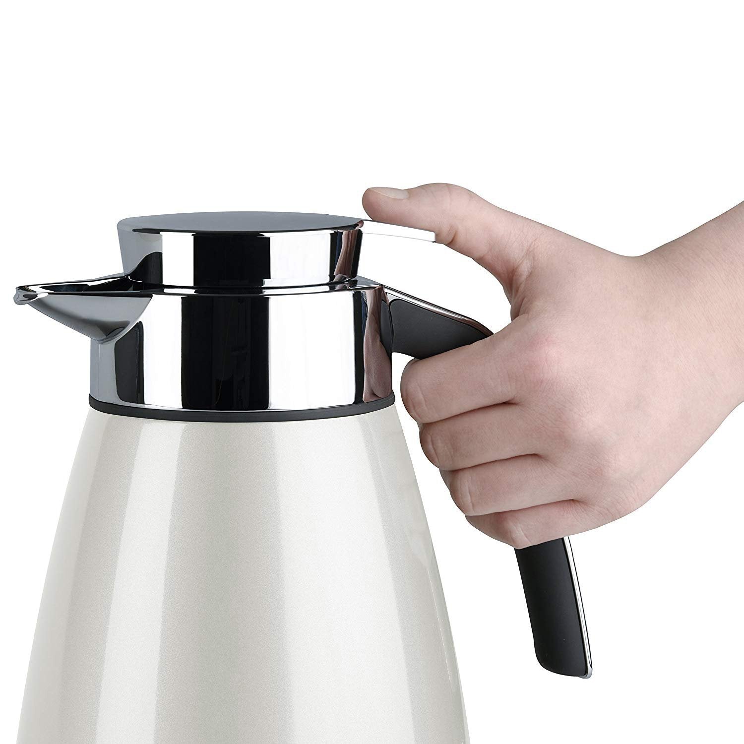 Emsa Bell Quick Tip Flask - Crome and White, 1 Litre - 2259221 - Jashanmal Home