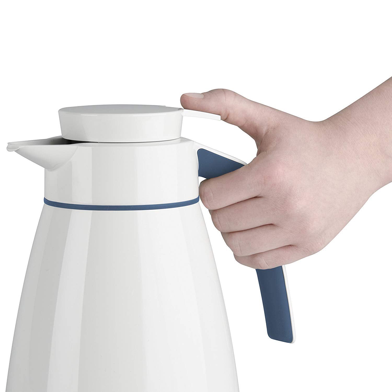 Emsa Bell Quick Tip Flask - White and Blue, 1 Litre - 2259621 - Jashanmal Home