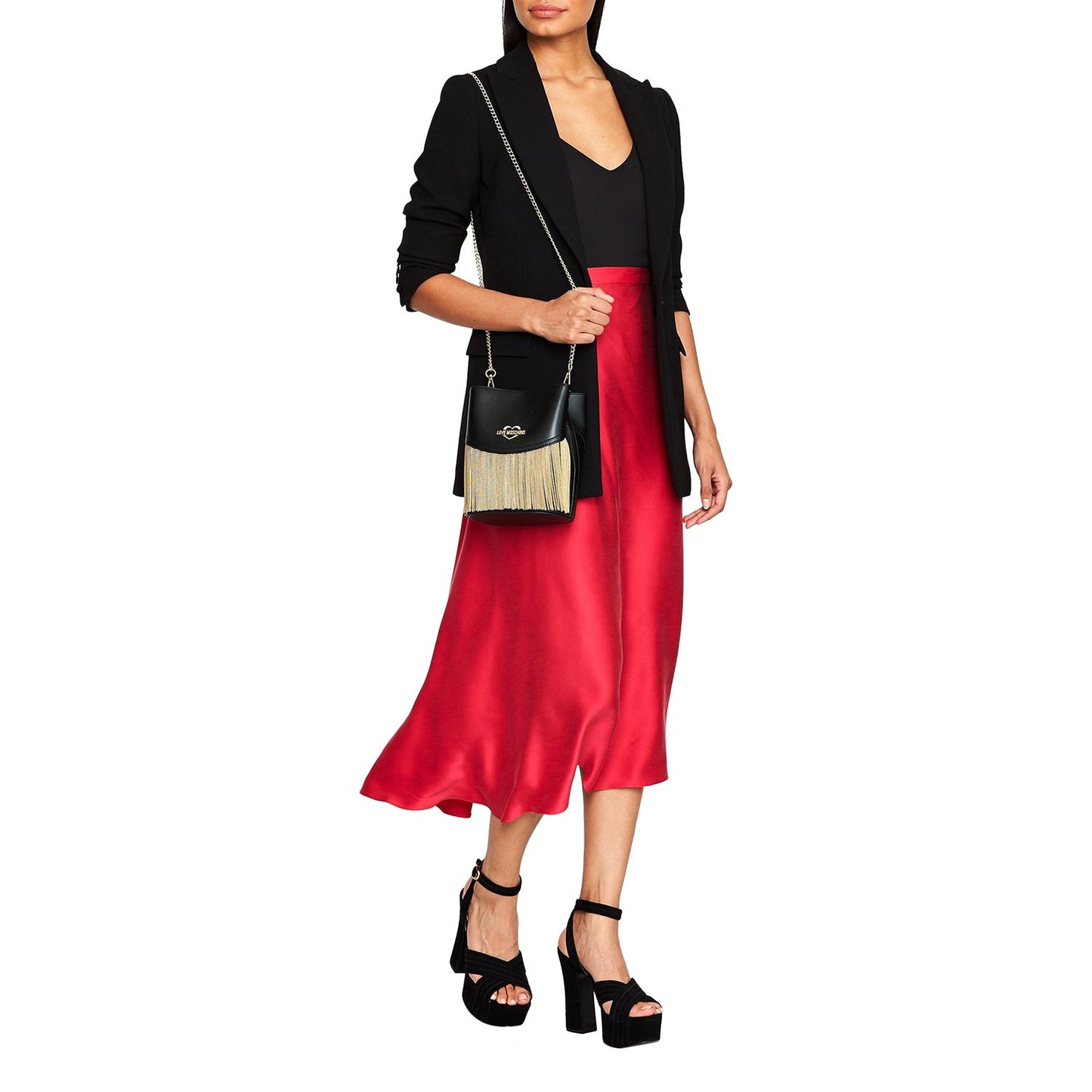 حقيبة كروس بودي Love Moschino ذات الشراشيب - نيرو - Jc4251Pp08Kh0000 Osz