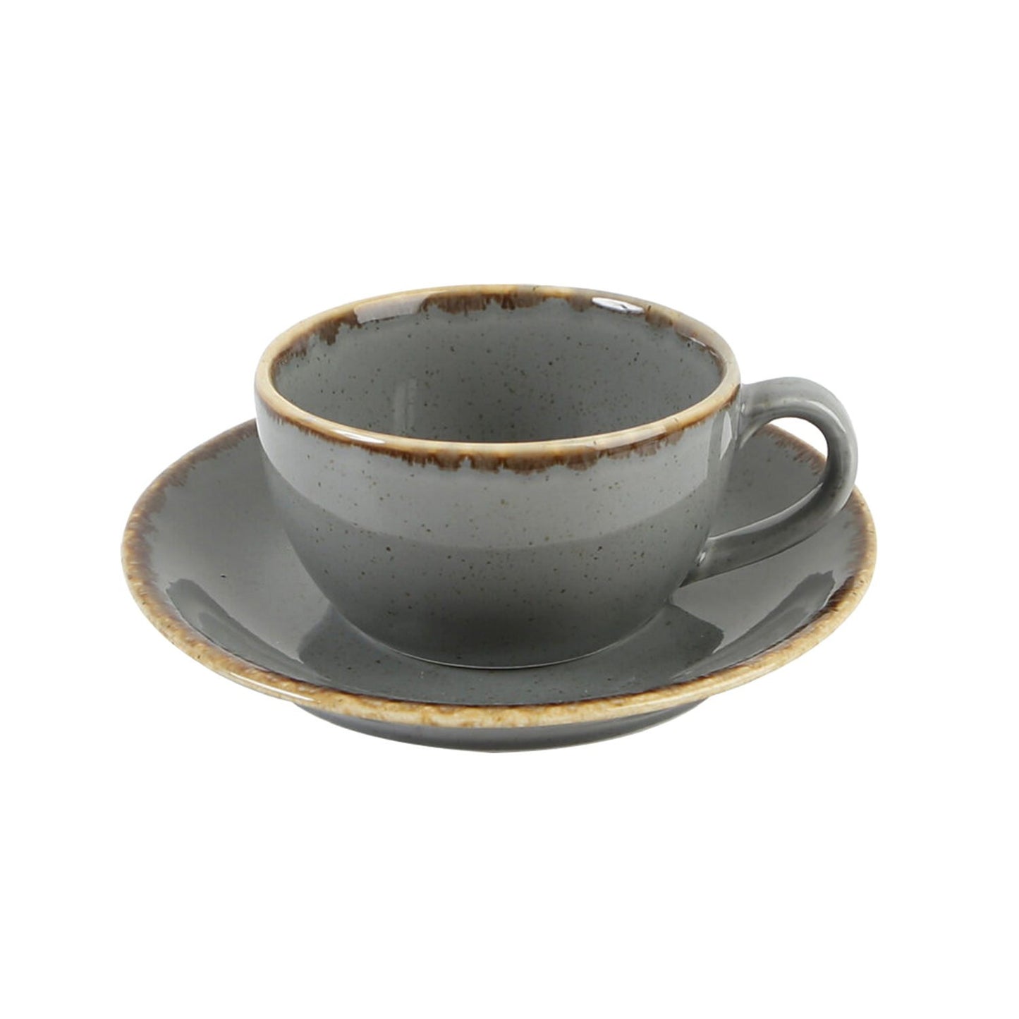Seasons Dark Grey Tea Cup And Saucer - 04ALM002595