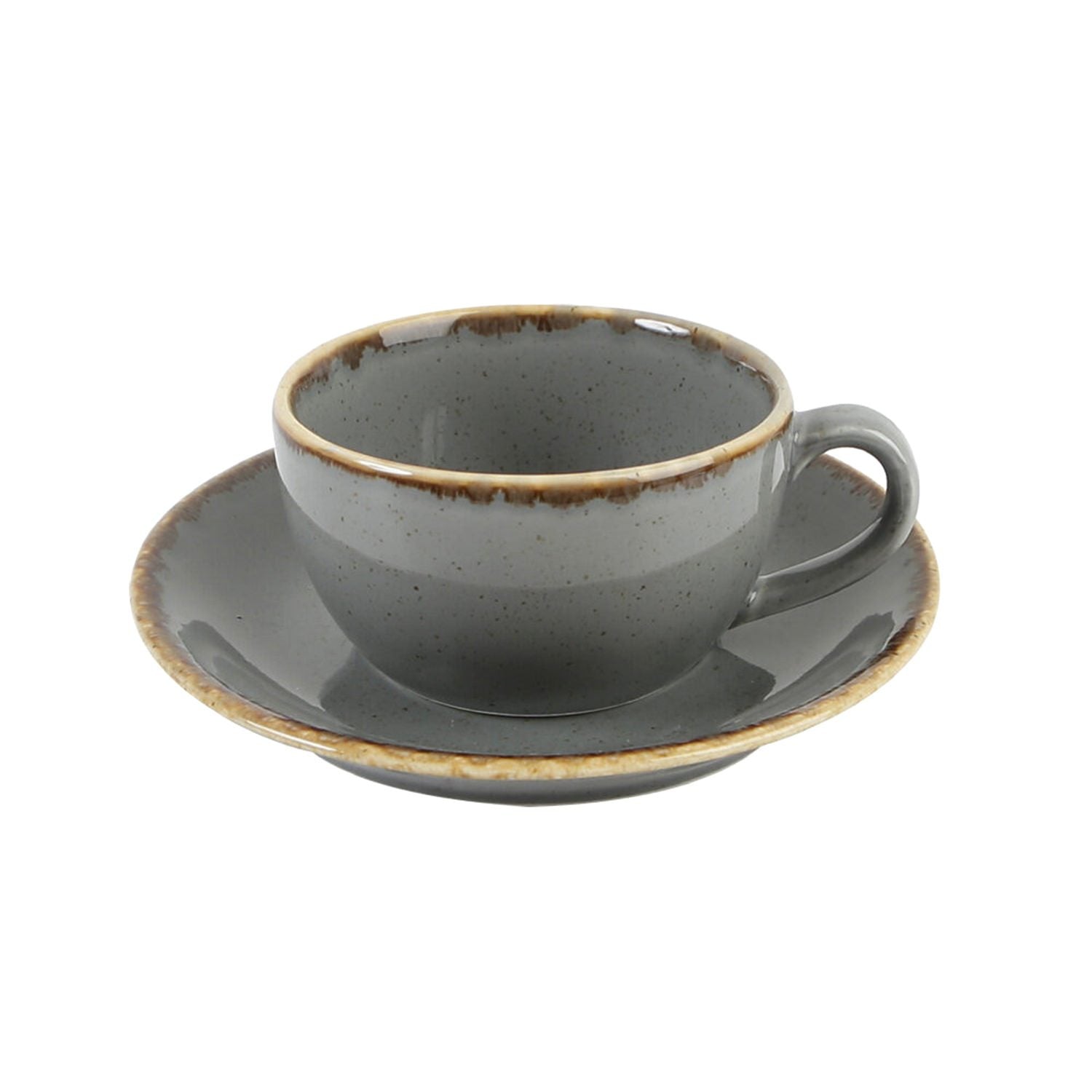 Seasons Dark Grey Tea Cup And Saucer - 04ALM002595